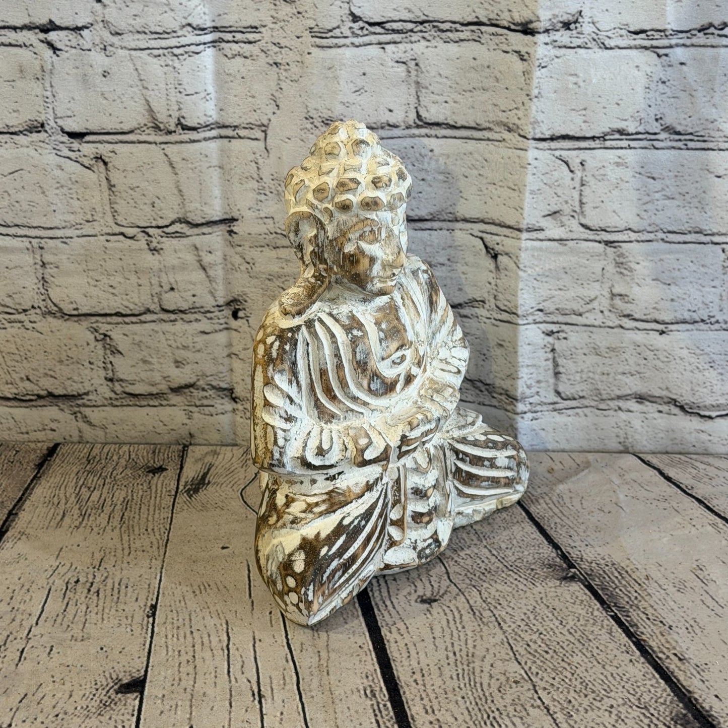 25cm Brown Meditating Buddha Ornament Sculpture Statue Buddhas Hand Carved Wood2