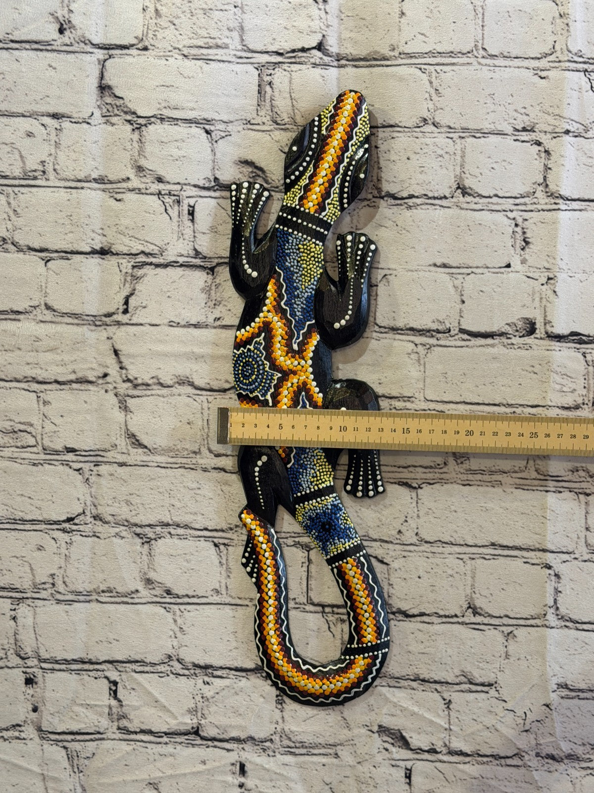 50cm Gecko Carved Wooden Dot Painted Ethnic Tribal Tiki Wall Art No 4 New3