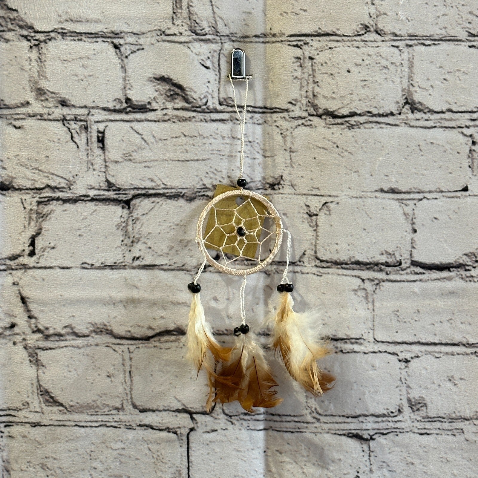 White Naturals Handmade Dream Catcher Feather Beads Ring For Home Car Décor0