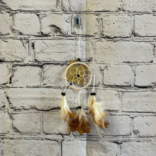 White Naturals Handmade Dream Catcher Feather Beads Ring For Home Car Décor0