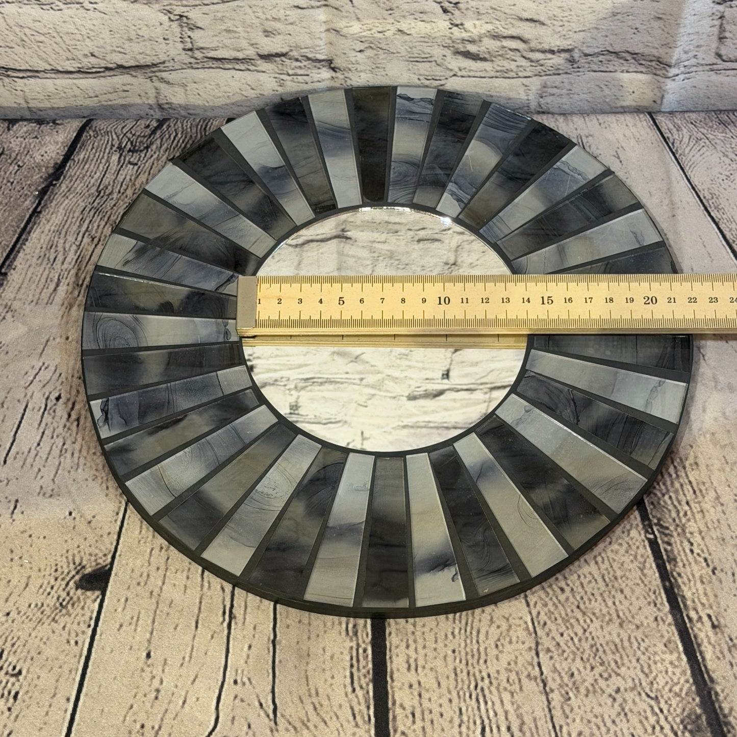 Grey Black Line Black Mosaic Tile Wall Mirror 30cm x 30cm 12 Inches Handmade5