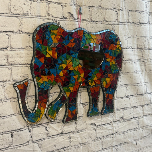 Rainbow Standing Elephant Mosaic Tile Wall Mirror 50cm x 35cm Handmade New0