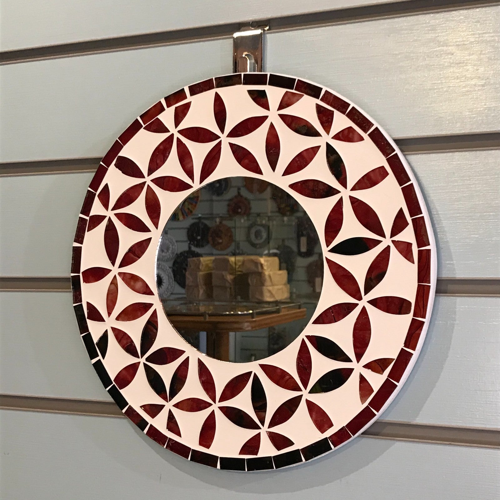 Red Flower Mosaic Tile Wall Mirror 30cm x 30cm 12 Inches Handmade New1