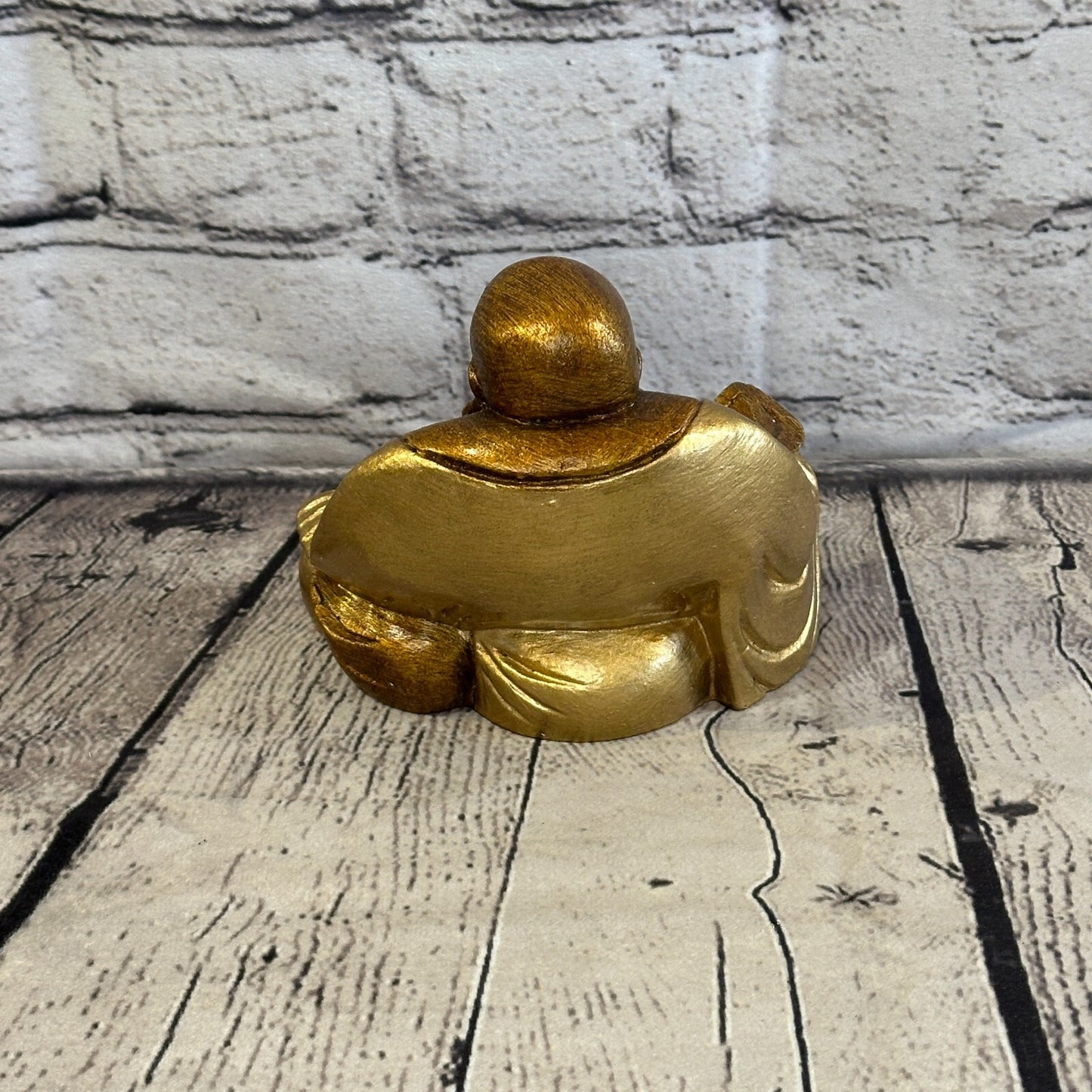 Gold & Bronze 12cm x 12cm Large Chinese Buddha Sitting On Lotus Statue Resin5