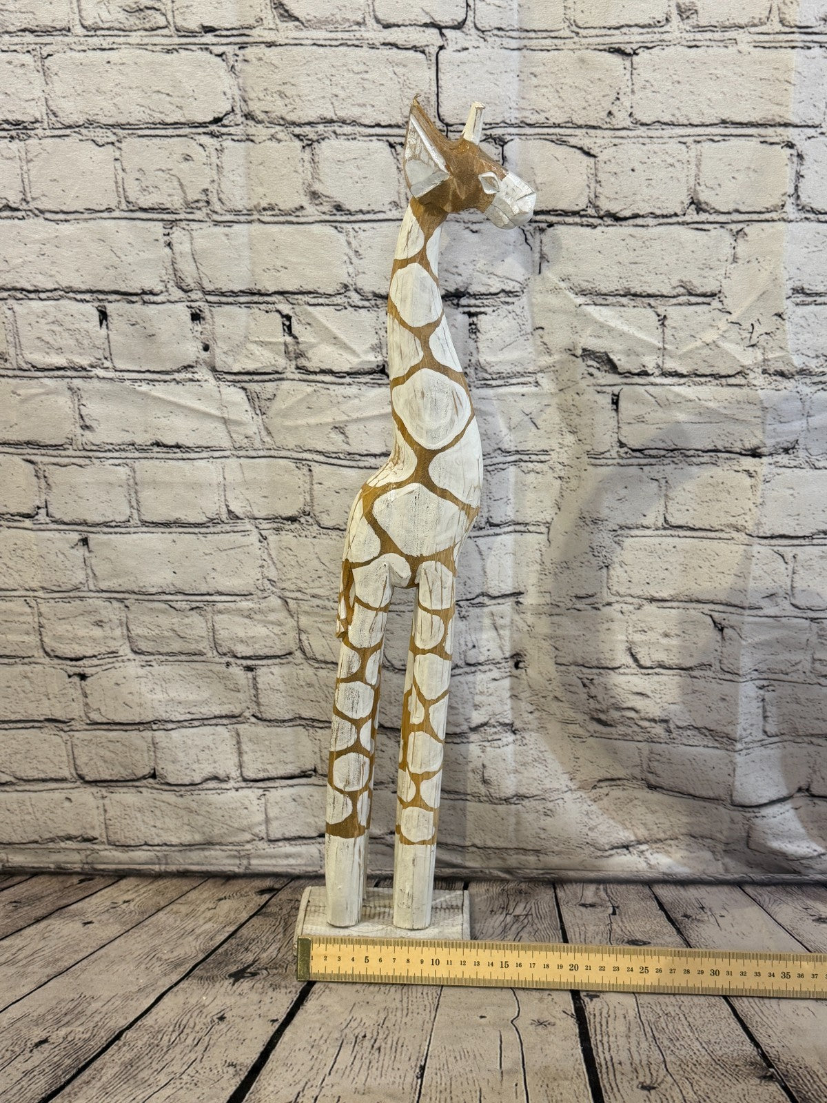 60cm White Dot Wooden Giraffe Standing Single Carved Solid Wood Giraffe Handmade6
