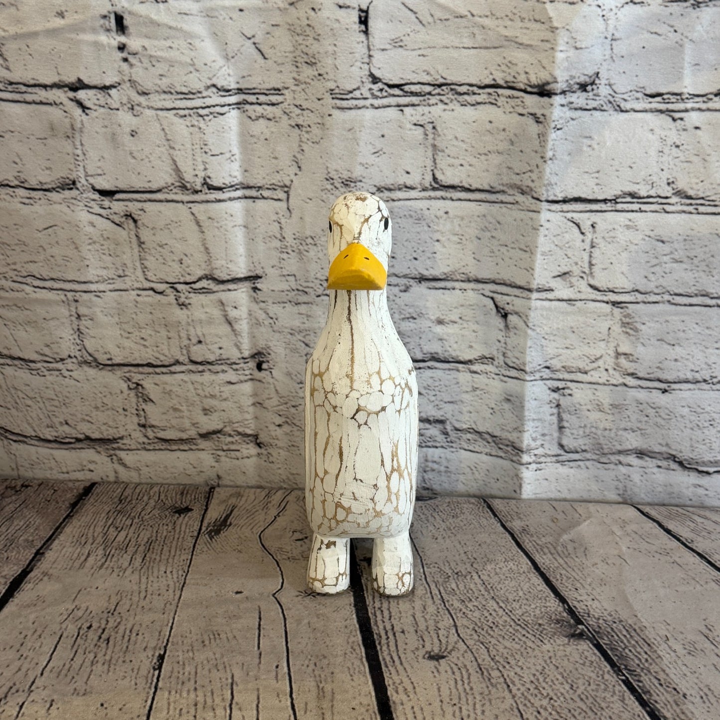 Looking Forward 25cm Tall Wooden White Duckling Baby Duck Shabby Wood Fairtrade1