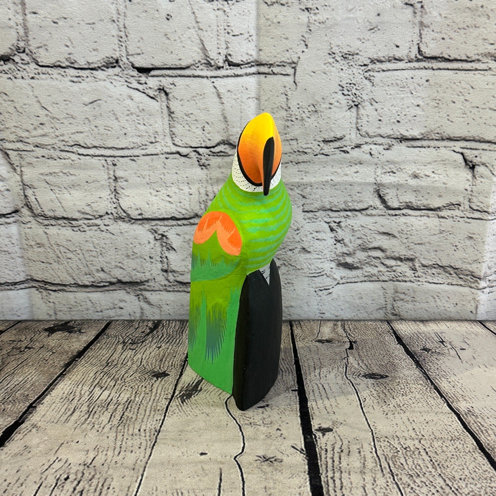 20cm Green Toucan Bird Ornament Statue Fair Trade Hand Made Carved Wood2