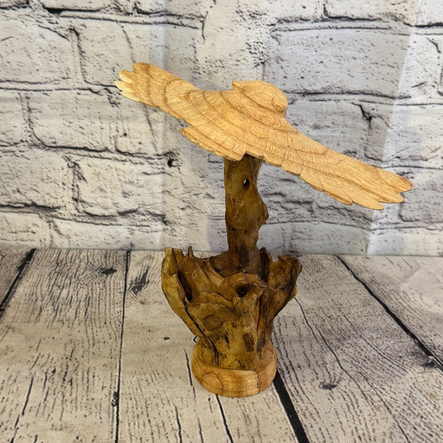 20cm Flying Owl Mushroom Parasite Ornament Natural Carving Fair trade Wooden4