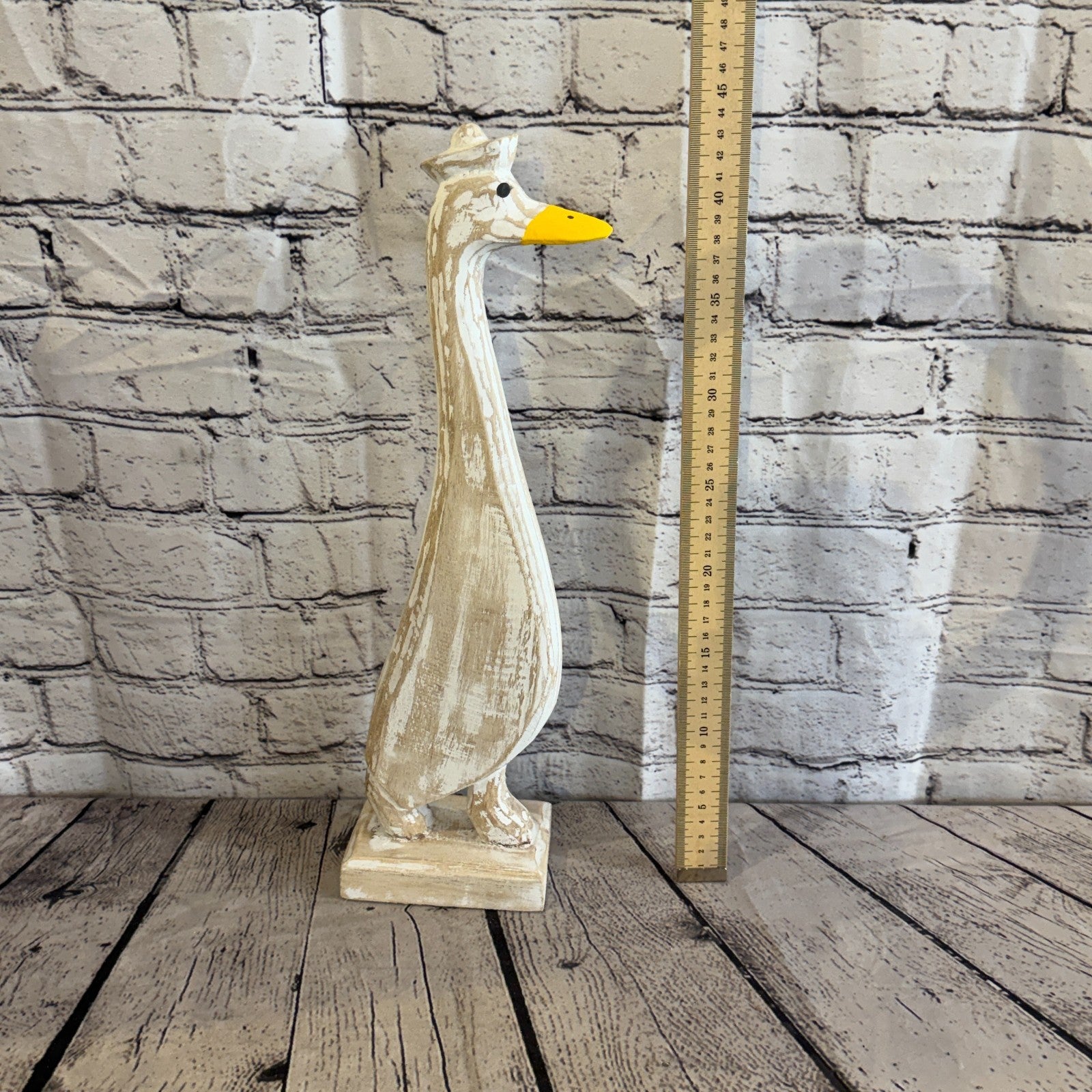 Looking Forward 45cm Tall Wooden White Duckling Baby Duck Shabby Wood Fairtrade5