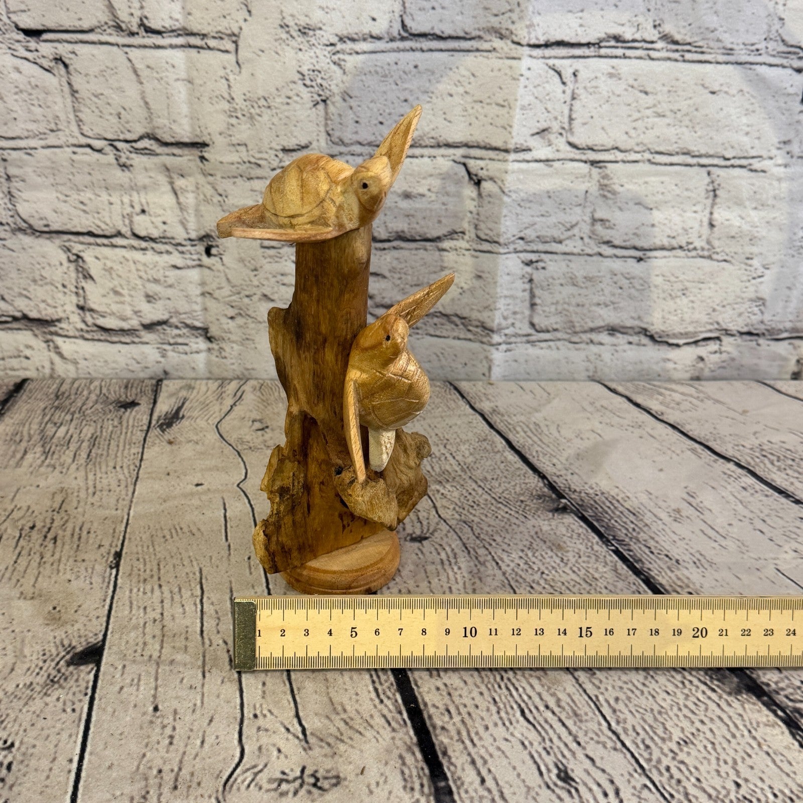 20cm Double Turtle Mushroom Parasite Ornament Natural Carving Fairtrade Wooden6