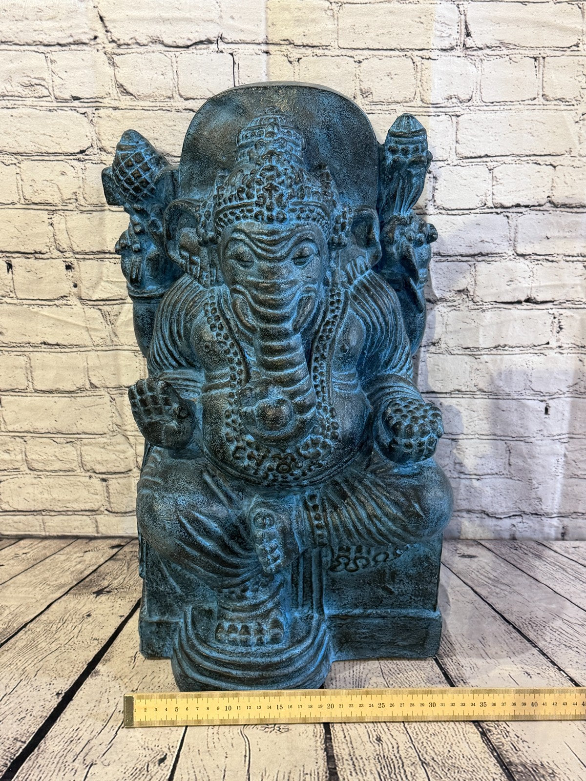 Blue 60cm x 35cm Thai Ganesha God On Base Hollow Statue Resin Hindu6