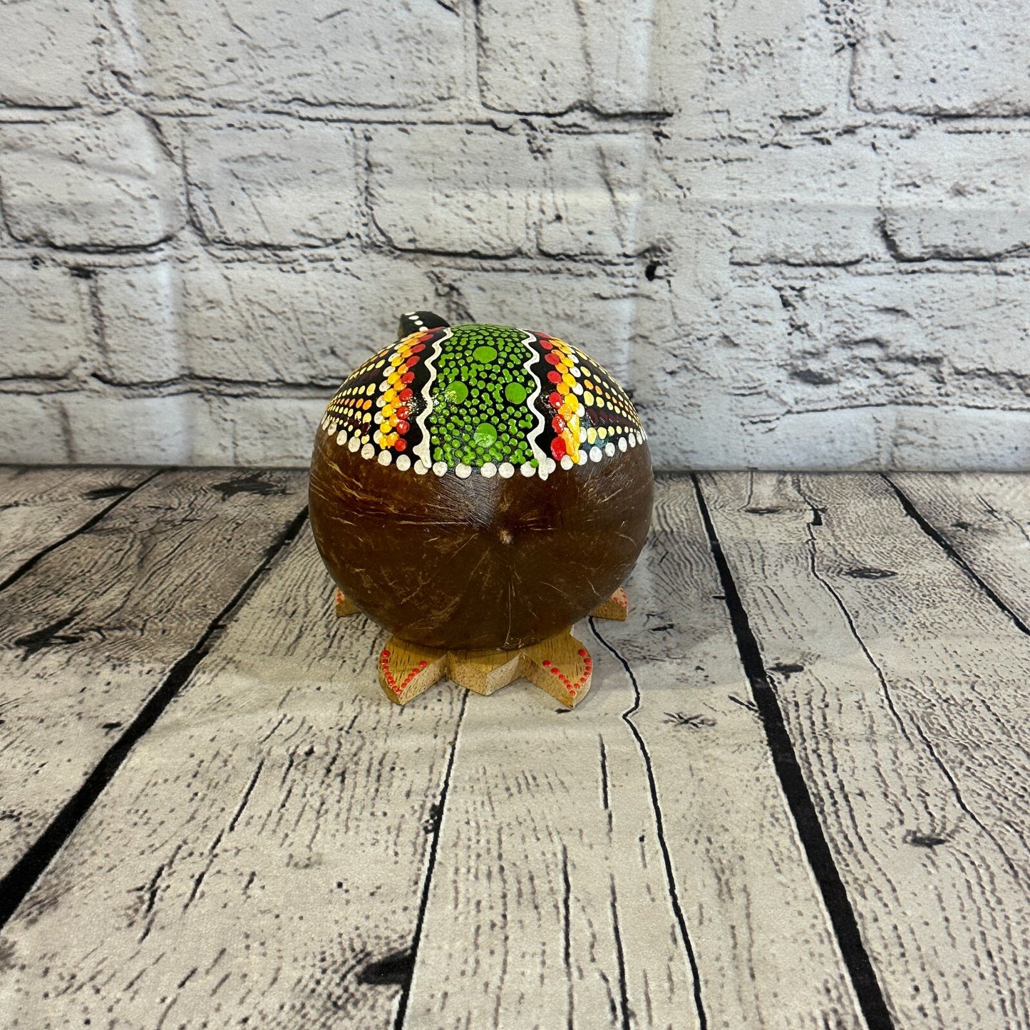 Mixed Painted Full Coconut Shell Wood Turtle Bobble Head Moving Tortoise5