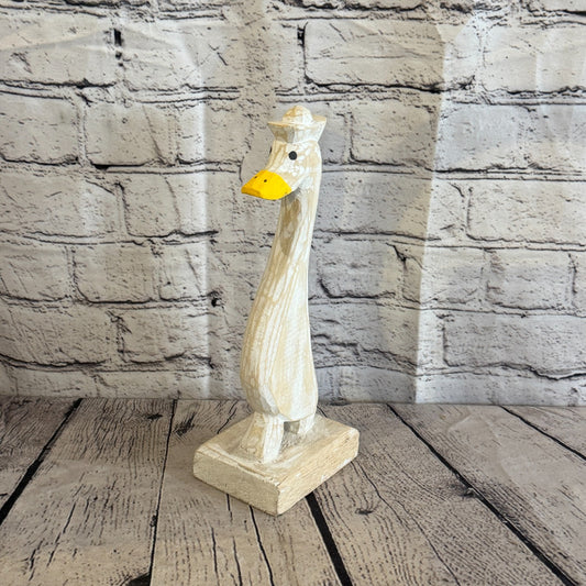 Looking Forward 28cm Tall Wooden White Duckling Baby Duck Shabby Wood Fairtrade0