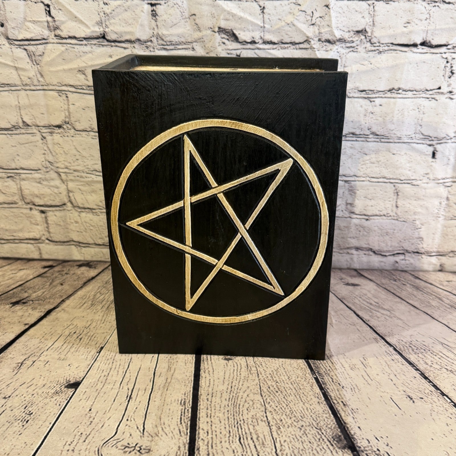 30cm x 24cm x 15cm Book Wood Gothic Pentagram Skull Coffin Jewellery Trinket Box2