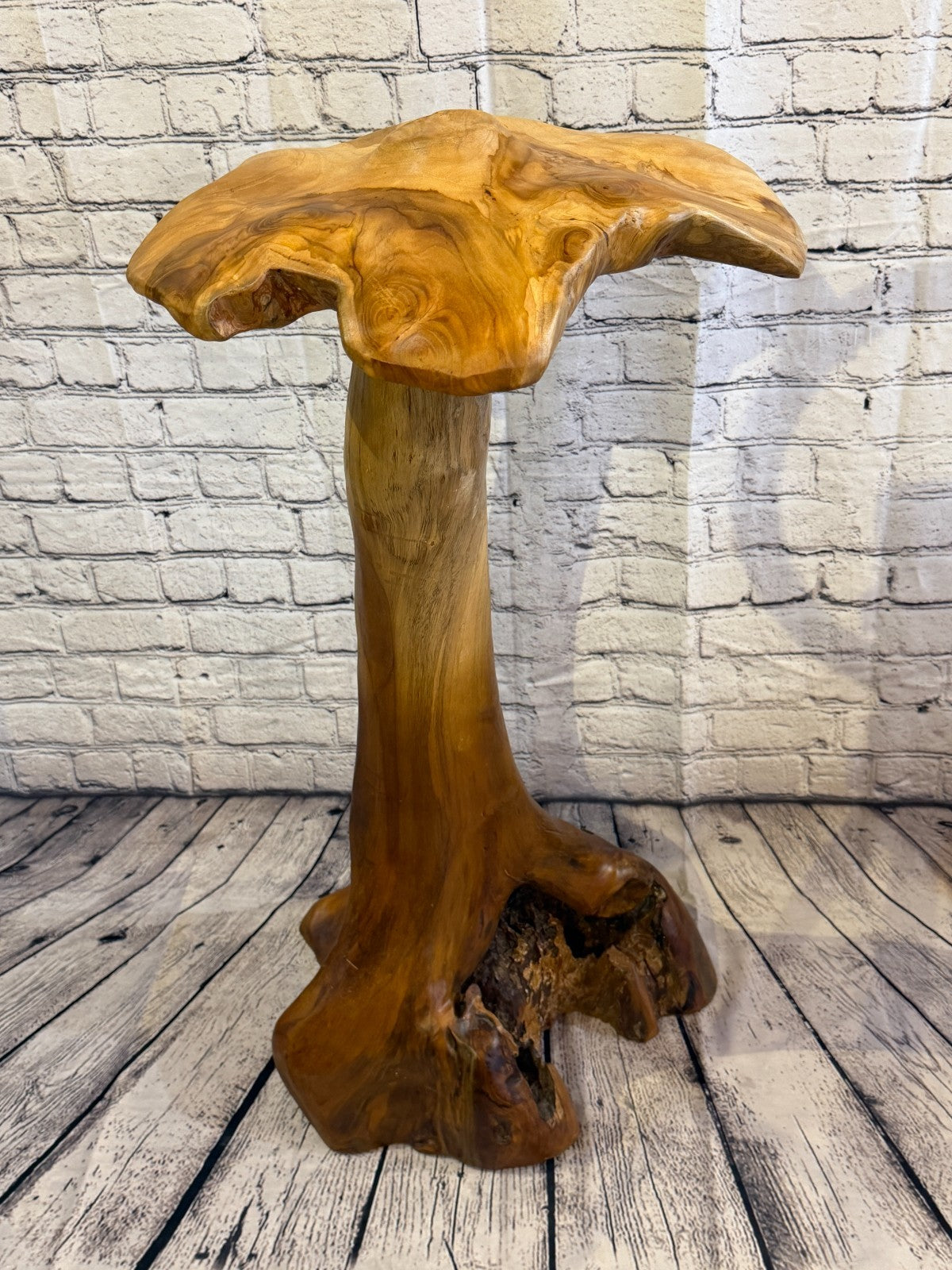 80cm x 40cm Dome Wooden Mushroom Toadstool Sculpture Garden Teak Root Ornament0