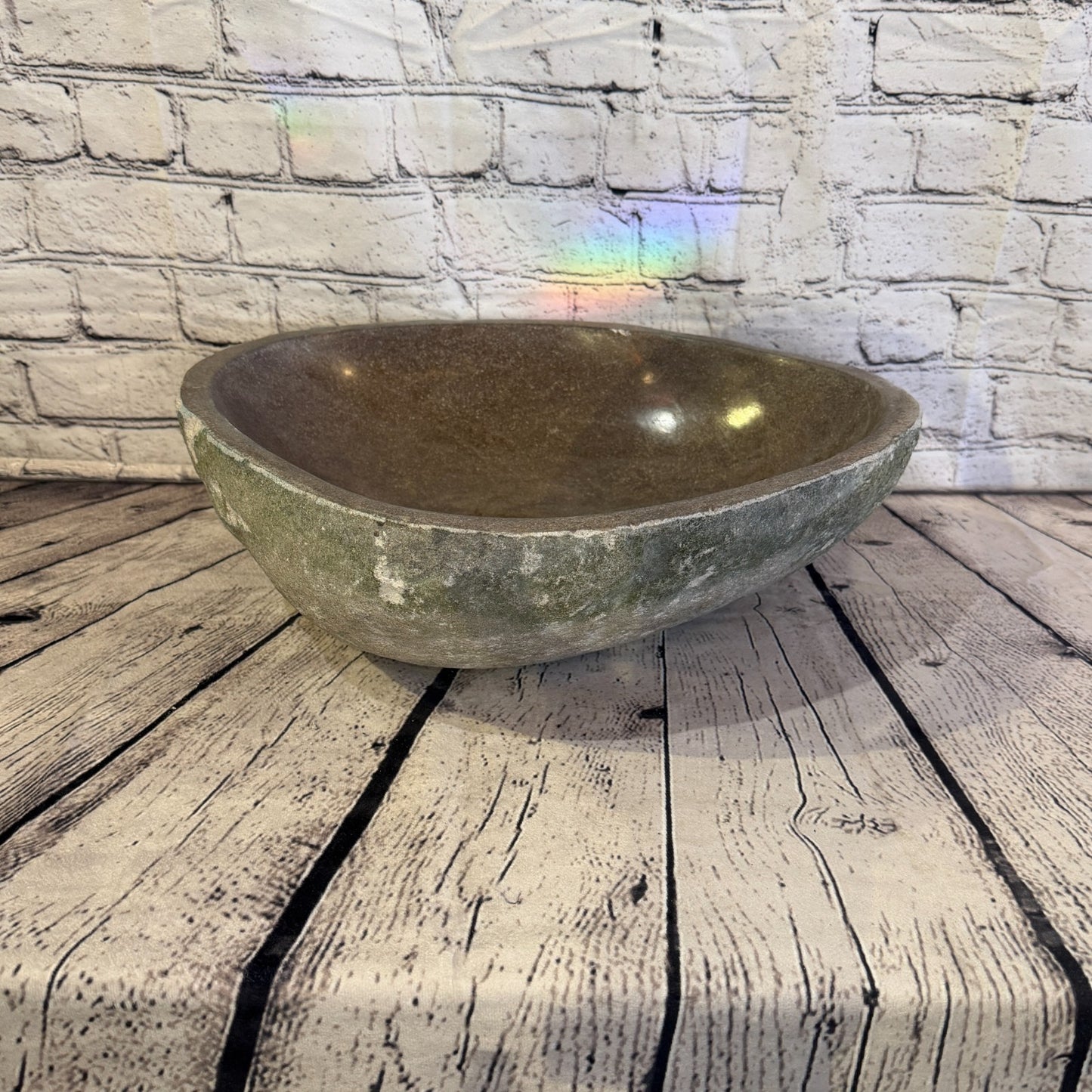 41cm x 34cm Wash Basin Bathroom Counter Top Washing River Stone Bowl Sink No 242