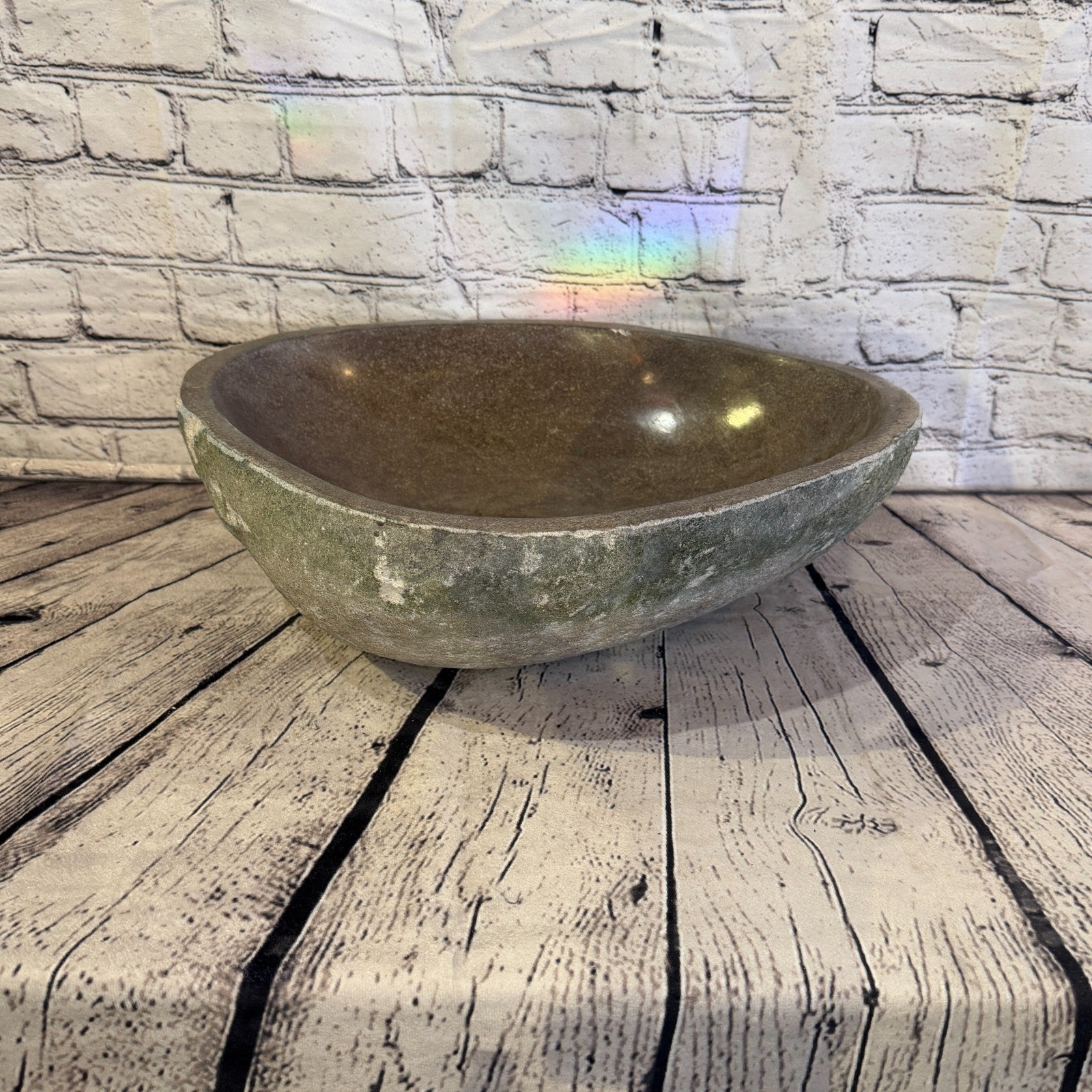 41cm x 34cm Wash Basin Bathroom Counter Top Washing River Stone Bowl Sink No 242