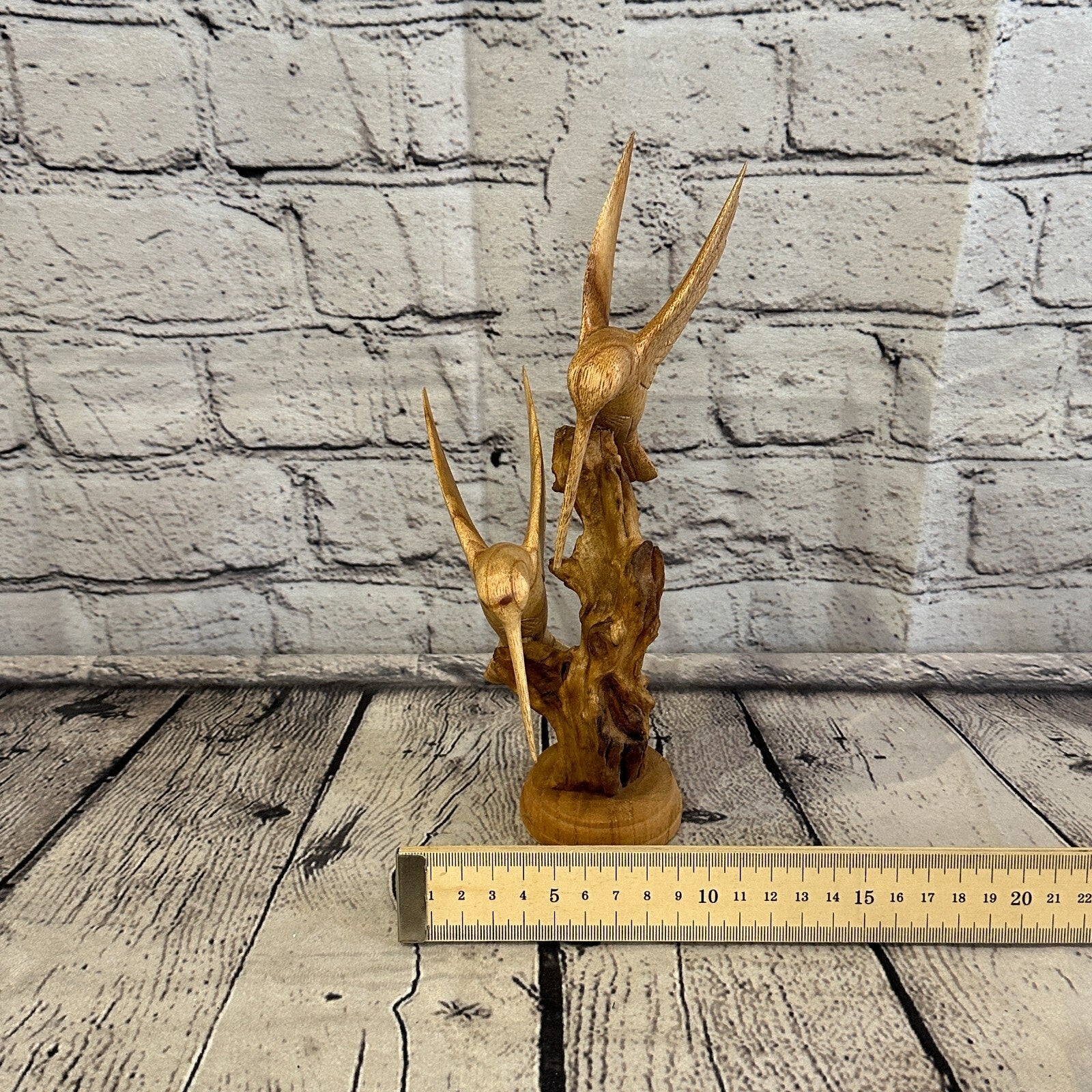 25cm Double Humming Bird Mushroom Parasite Ornament Natural Carving Wooden8