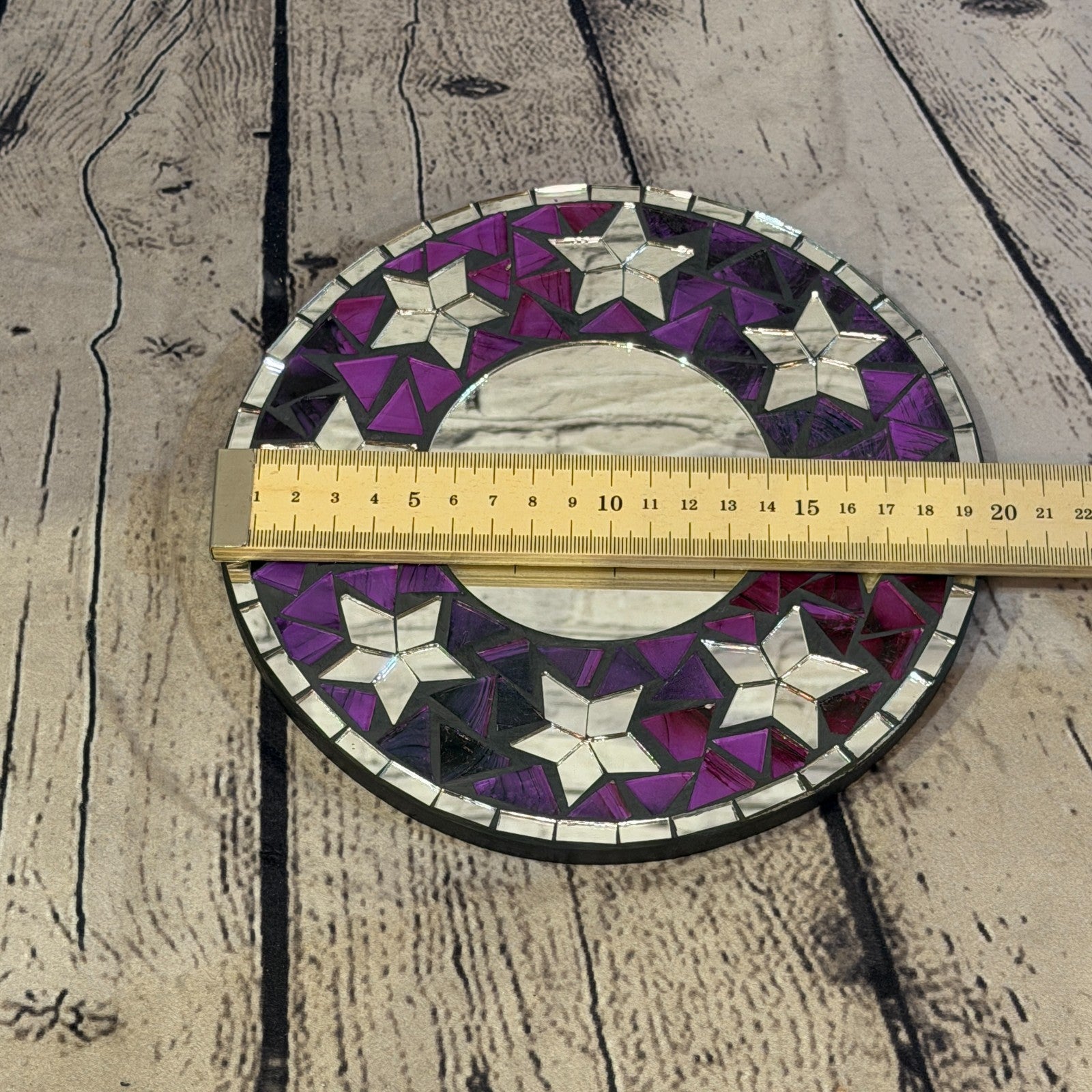 Purple Star Black Mosaic Tile Wall Mirror 20cm x 20cm 8 Inches Handmade3