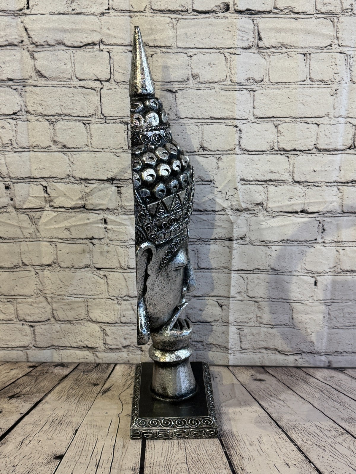 65cm Silver Head Whisper Buddha Ornament Sculpture Statue Buddhas Handcarved3