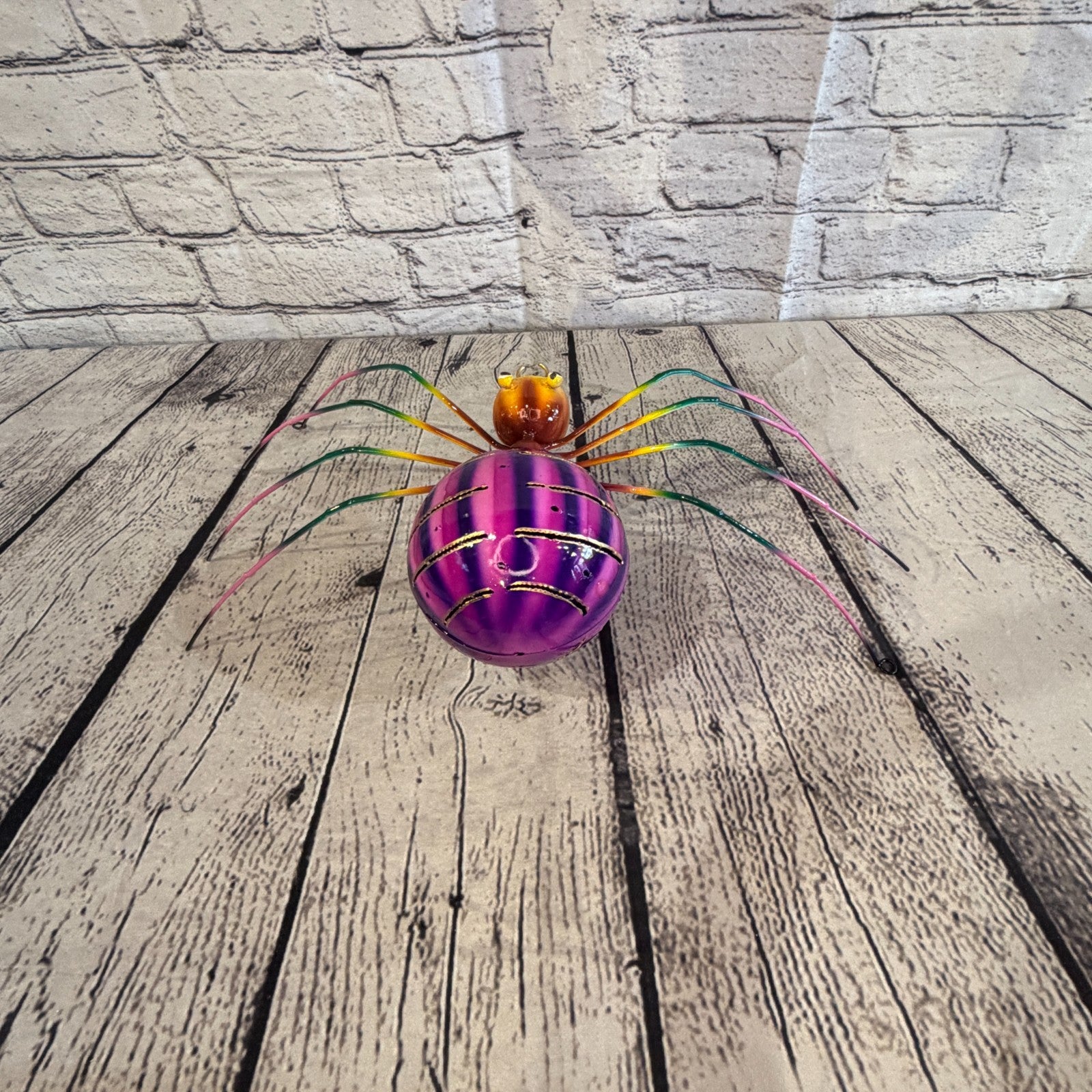 35cm x 20cm Small Colourful Purple Spider Metal Tin Standing Ornament Statue4