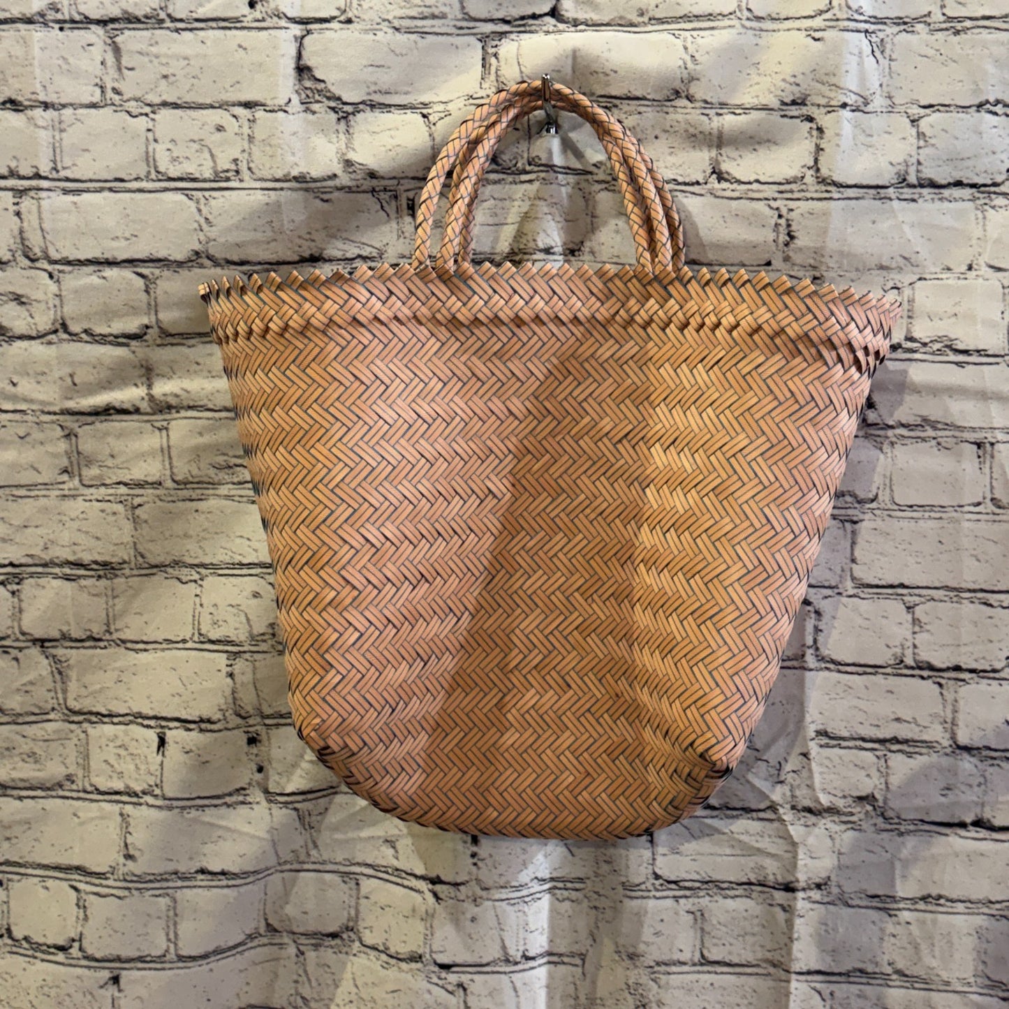 Brown 40cm Handwoven Tote Bag Recycled Plastic Eco-Friendly Market Beach2