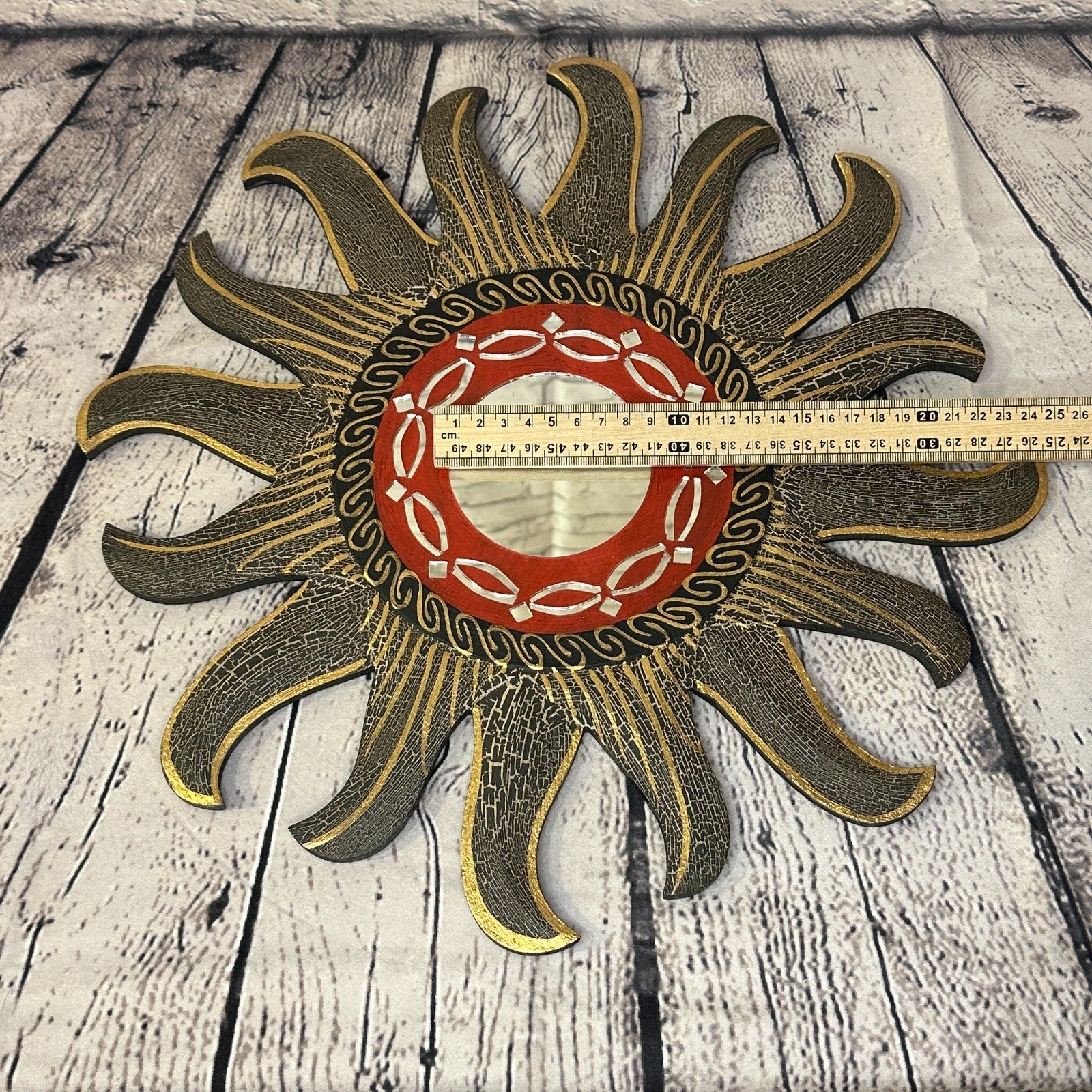 Gold Burst Sun Mosaic Tile Wall Mirror 40cm x 40cm 16 Inches Handmade Fairtrade6