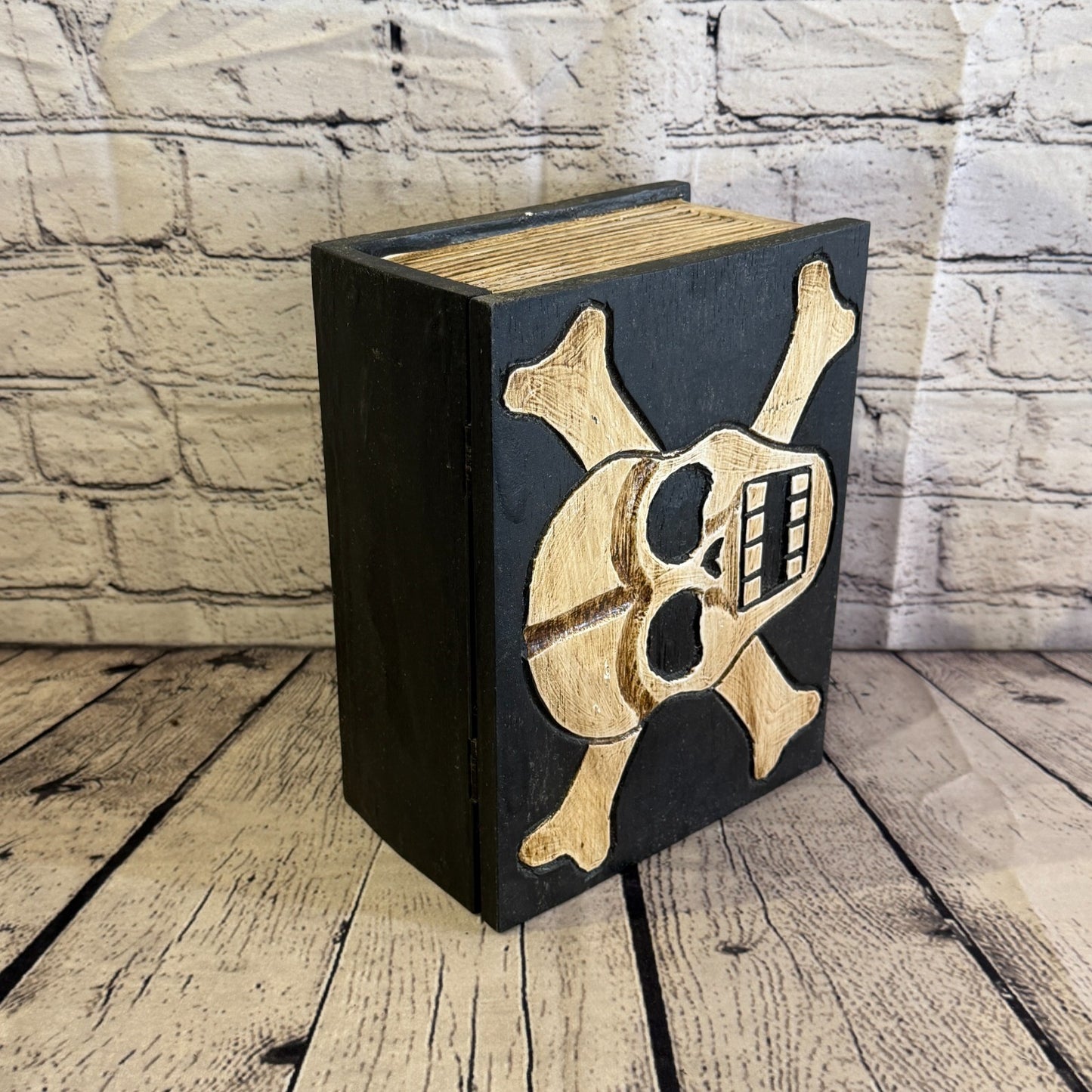 22cm x 18cm x 10cm Book Wood Gothic Skeleton Skull Coffin Jewellery Trinket Box2