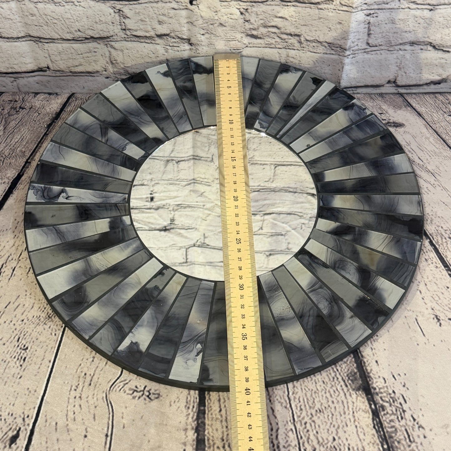 Grey Black Line Black Mosaic Tile Wall Mirror 40cm x 40cm 16 Inches Handmade4
