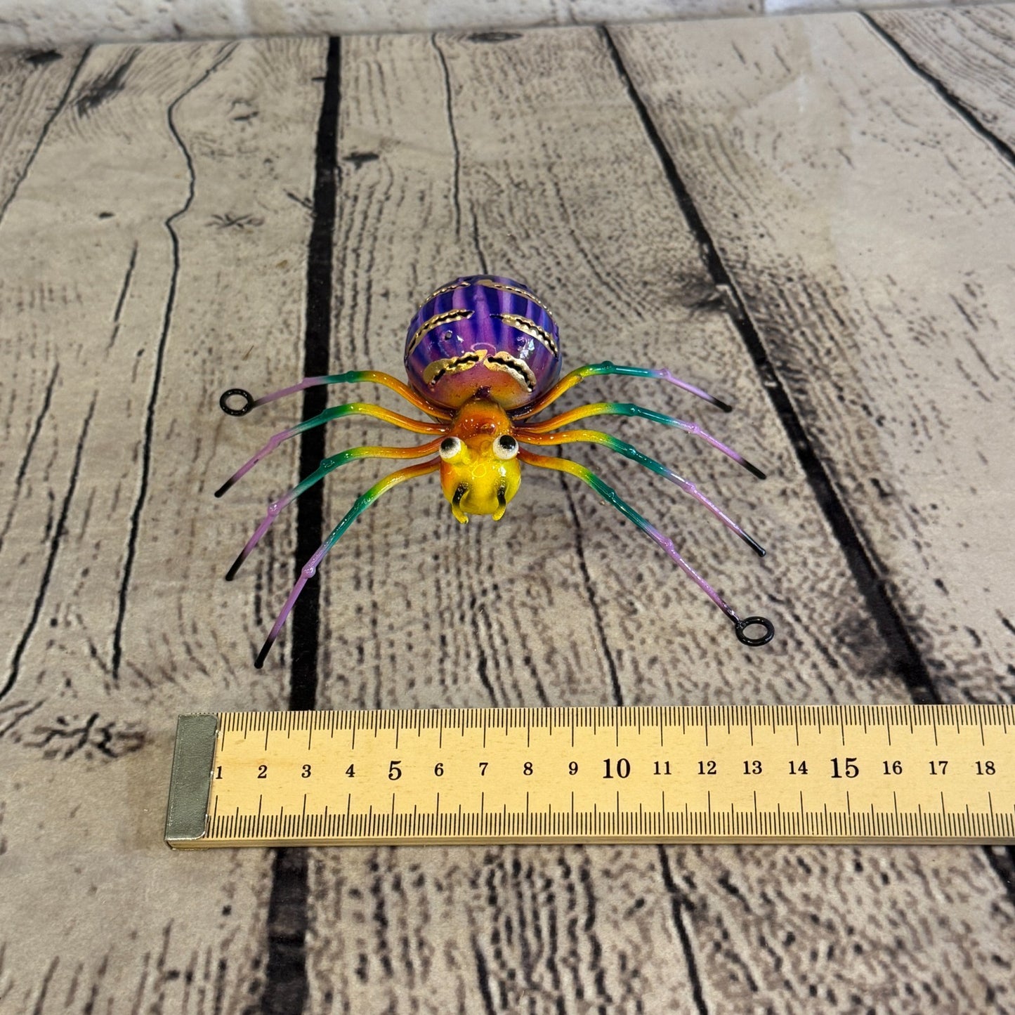 15cm x 10cm Small Colourful Purple Spider Metal Tin Standing Ornament Statue6