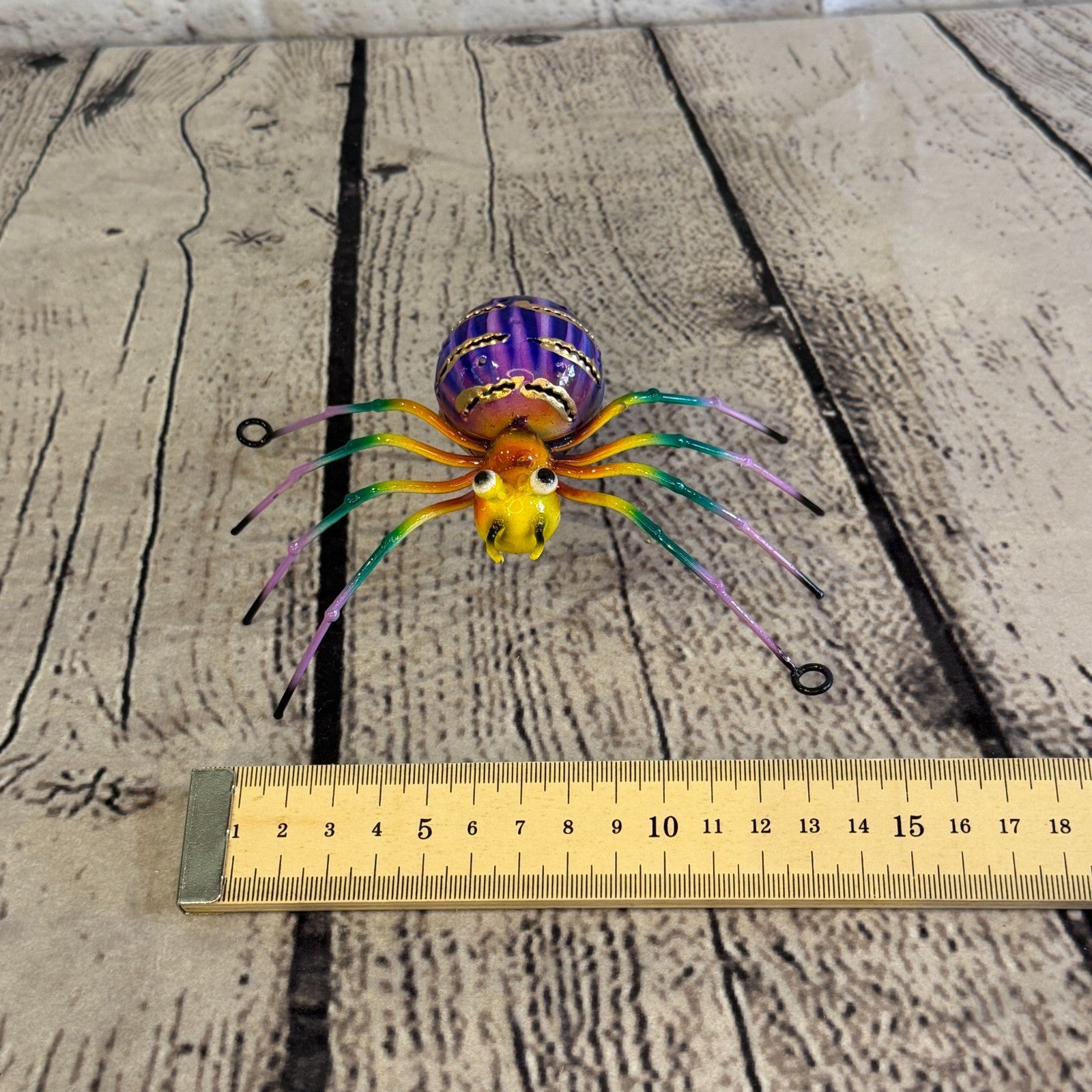 15cm x 10cm Small Colourful Purple Spider Metal Tin Standing Ornament Statue6