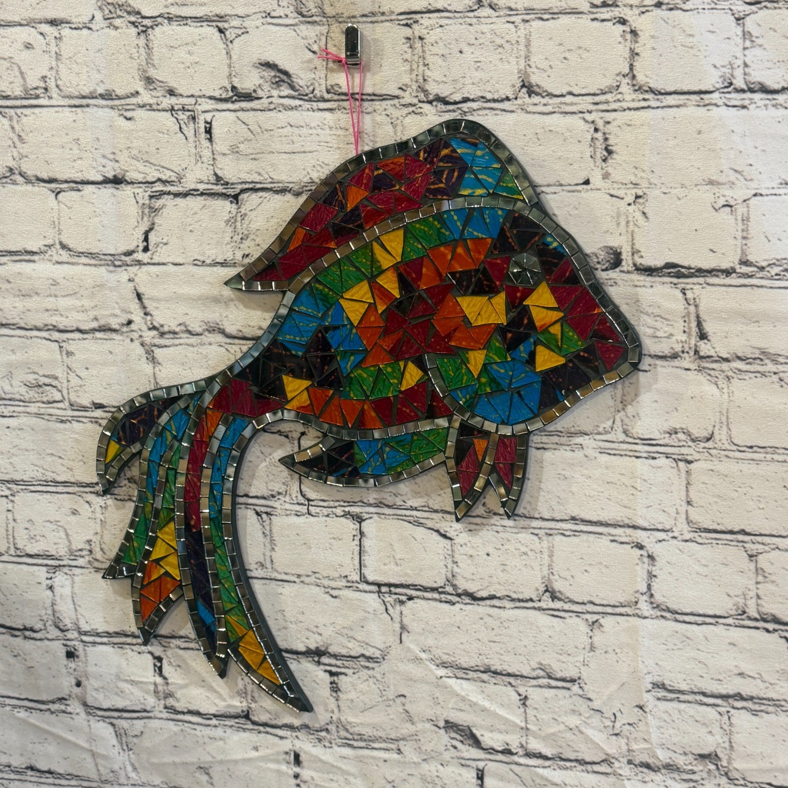 Rainbow Angel Tropical Fish Mosaic Tile Wall Mirror 40cm x 30cm Handmade New0