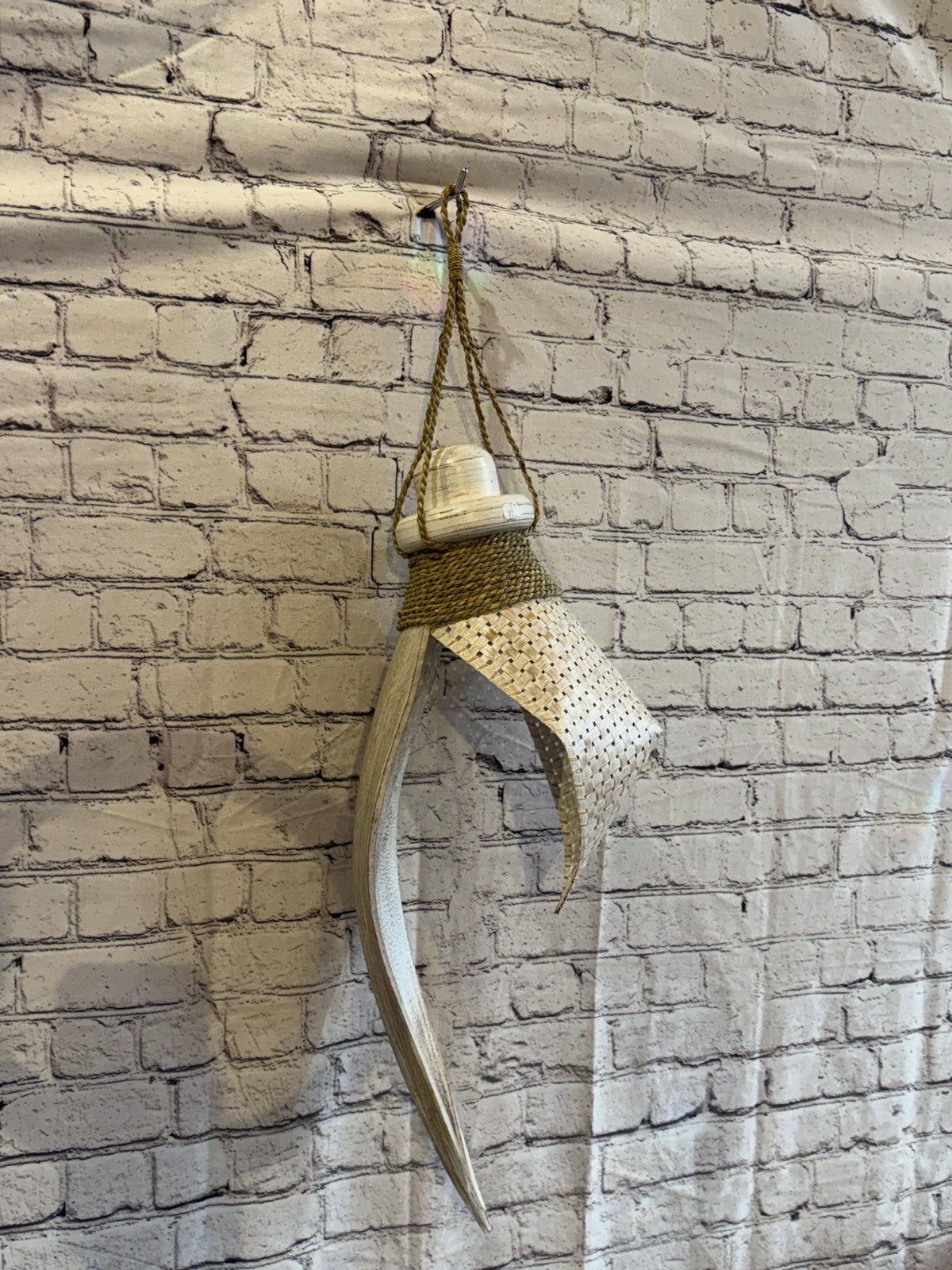 65cm x 25cm White Leaf Rattan Ceiling Pendant Light Shade Lampshade LED Bulb0