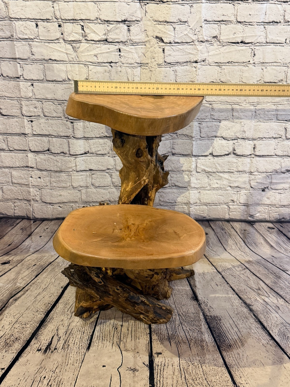 60cm x 40cm Double Wooden Coffee Root Sculpture Garden Teak Root Ornament Carved6