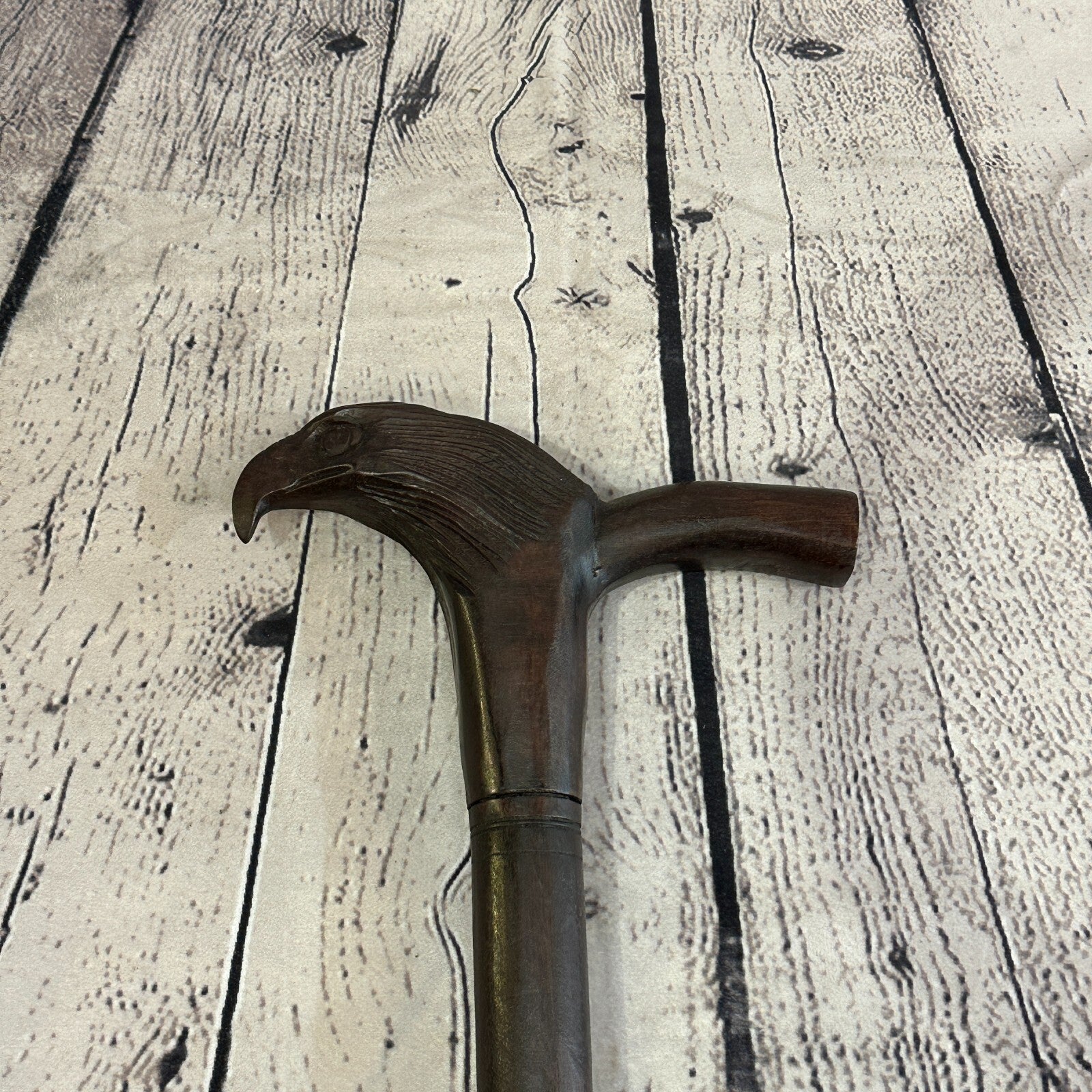 Eagle Head 90cm Tribal African Walking Stick Cane Hand Carved Dark Wood0