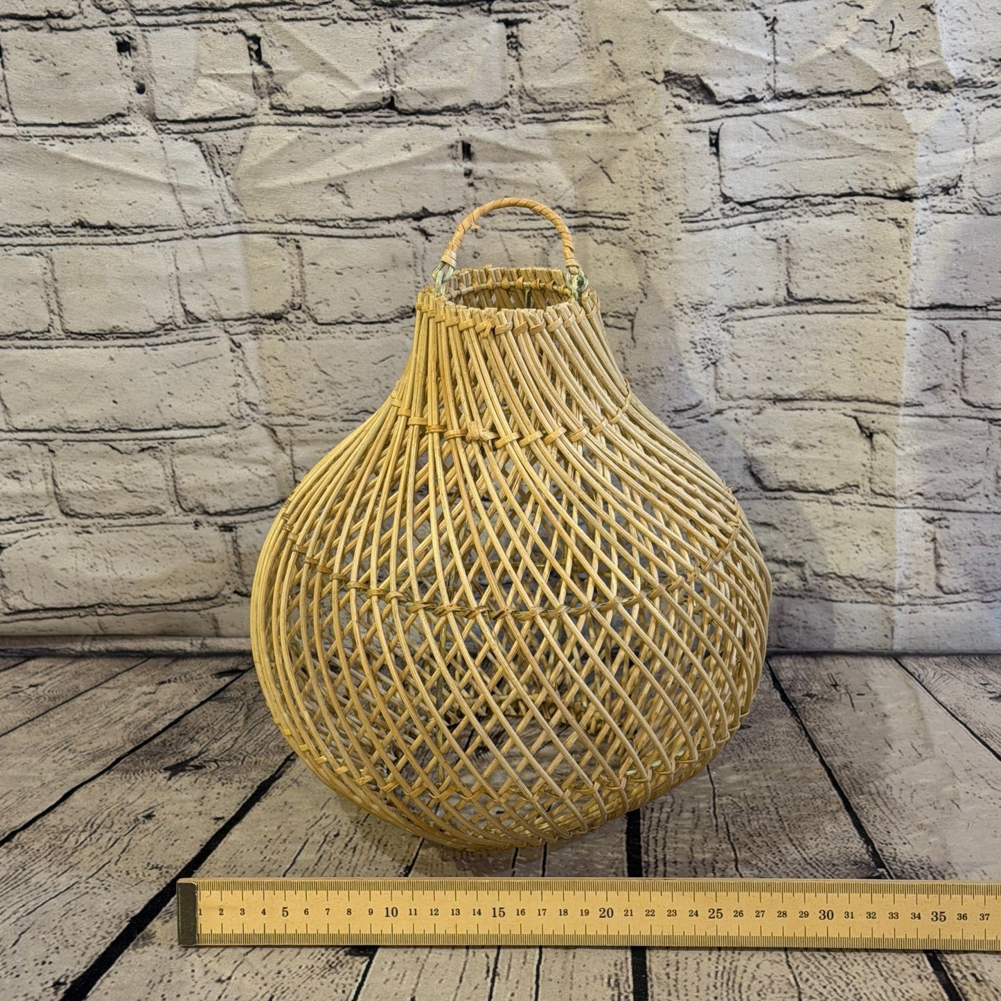 30cm x 25cm Natural Wicker Rattan Ceiling Pendant Light Shade Lampshade LED Bulb5