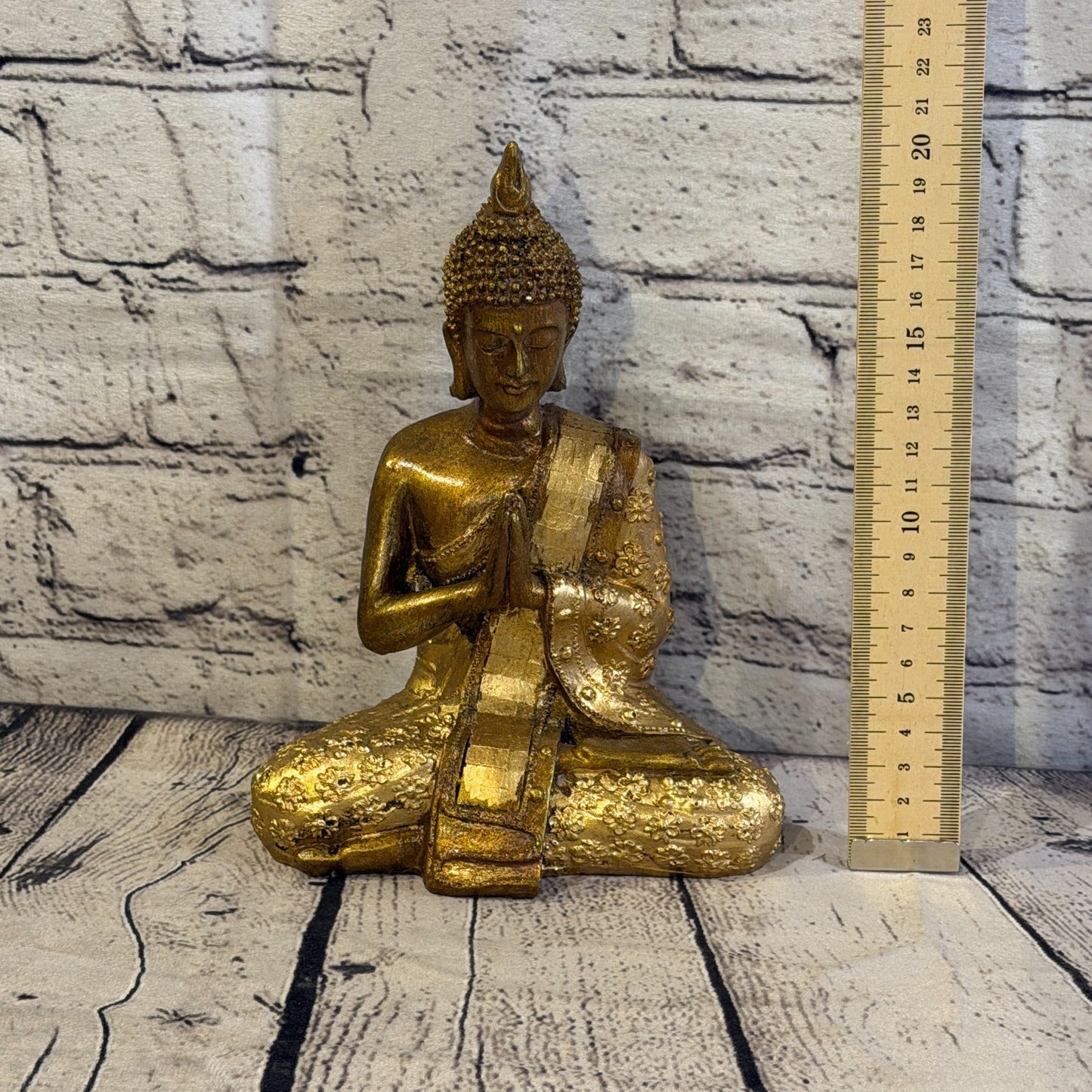 Bronze & Bronze 20cm x 15cm Small Thai Spike Buddha Sitting Statue Resin Hindu5