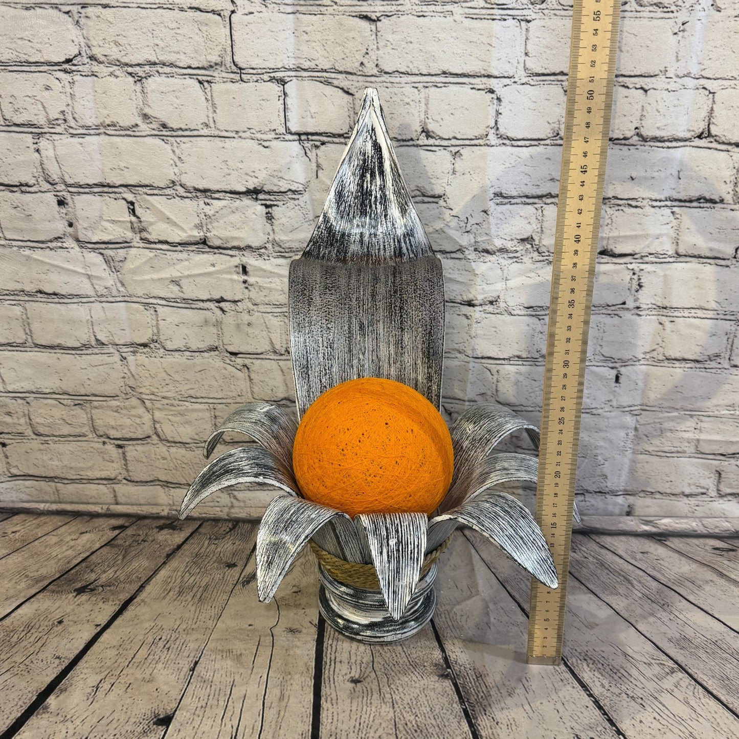Orange Light Silver Natural 50cm Tall Leaf Lamp Twist LED UK Mains Plug Design 75