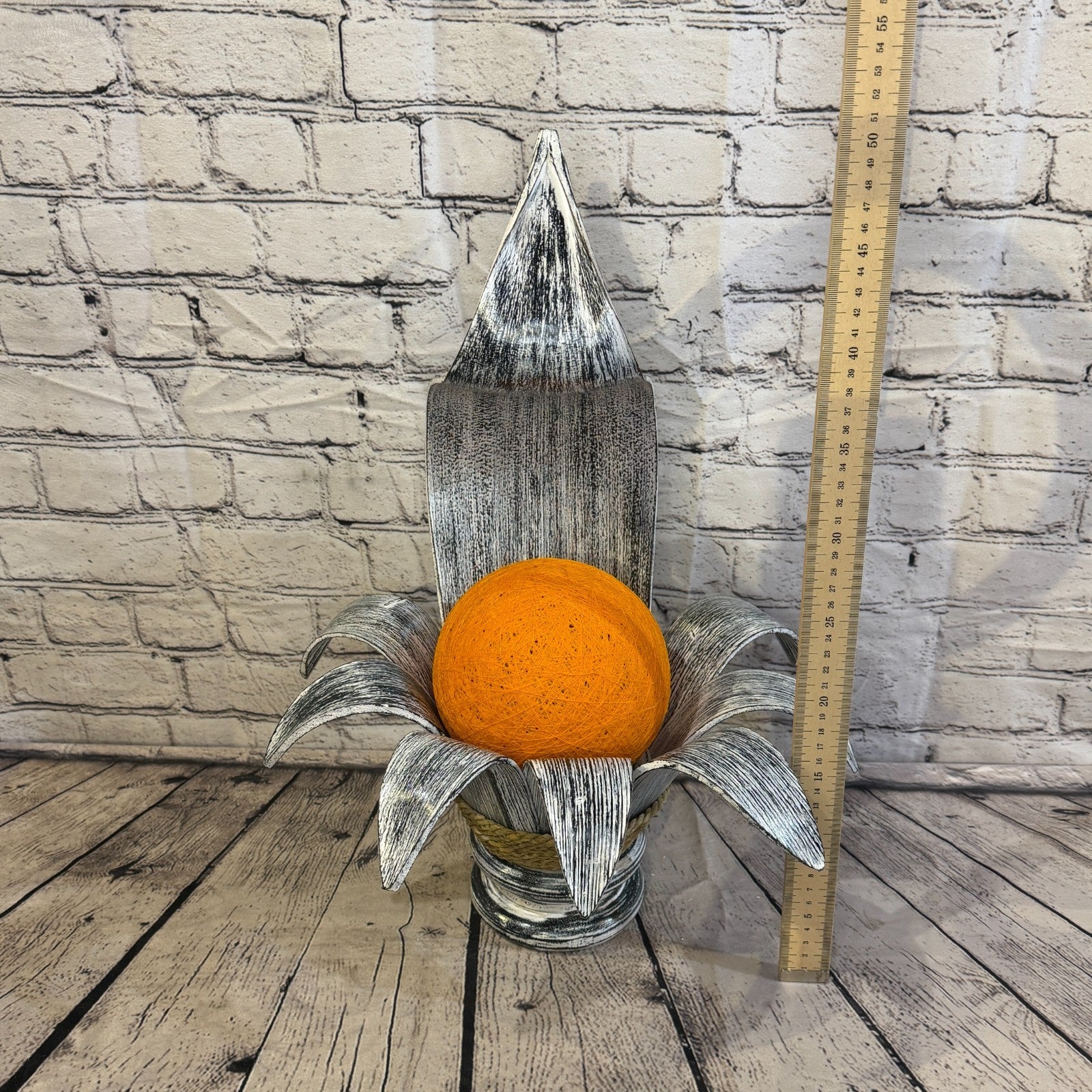 Orange Light Silver Natural 50cm Tall Leaf Lamp Twist LED UK Mains Plug Design 75