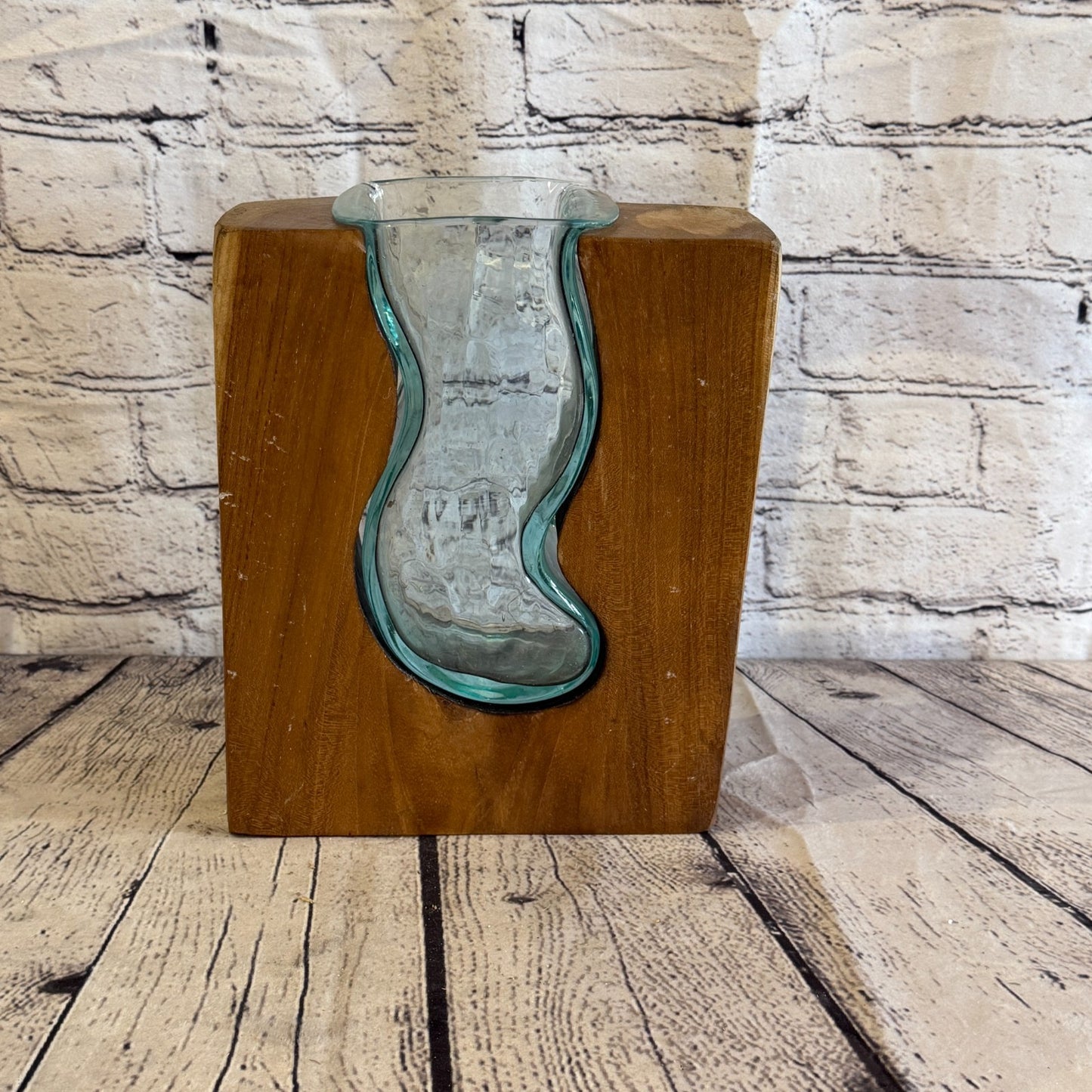 25cm Tall Block Vase Colour Melted Glass Wood Decorative Vase Glass Sculpture4