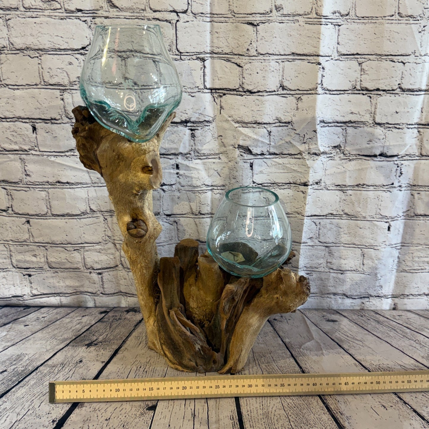 55cm Tall Double Colour Melted Glass Wood Decorative Vase Glass Sculpture8