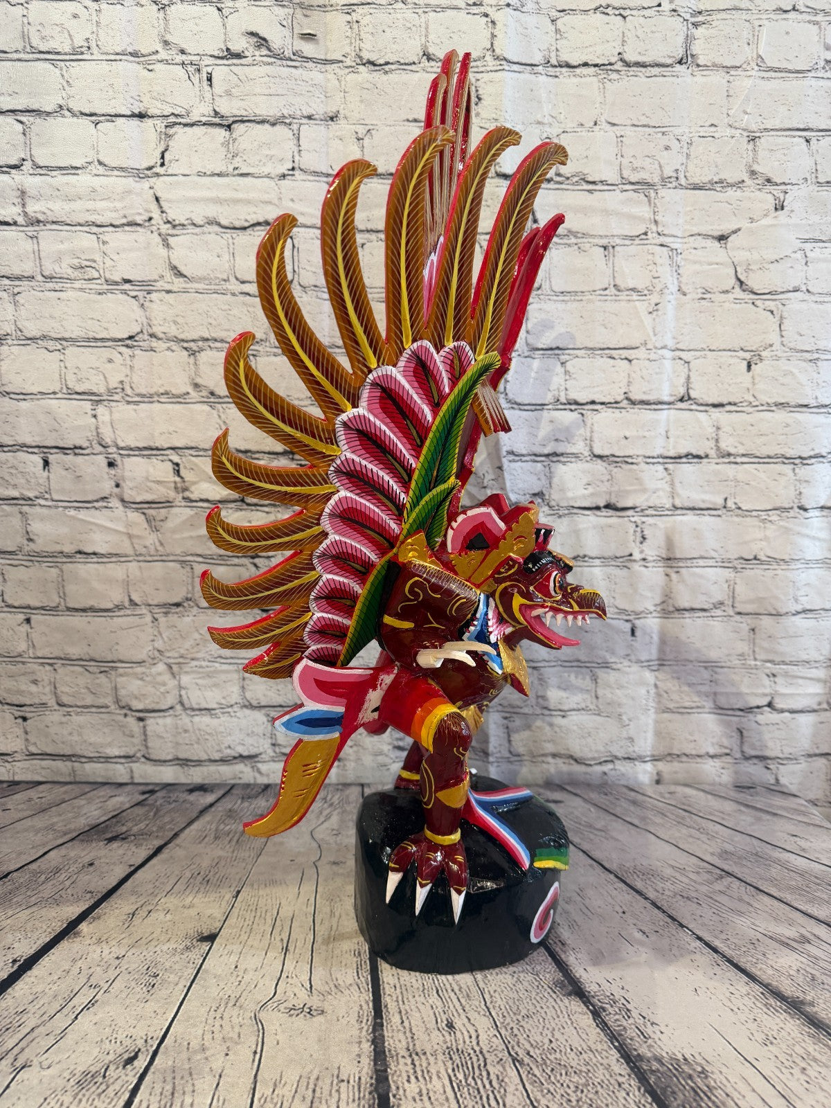 70cm Red Balinese Carved Sculpture Winged Garuda Painted Wood  Vishnu Hindu3