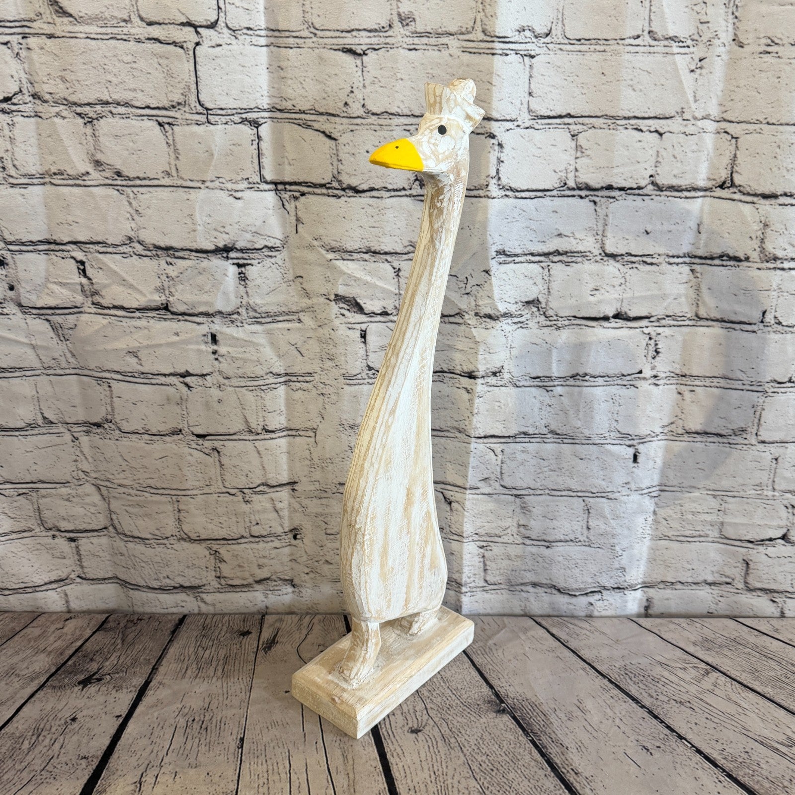 Looking Forward 50cm Tall Wooden White Duckling Baby Duck Shabby Wood Fairtrade0