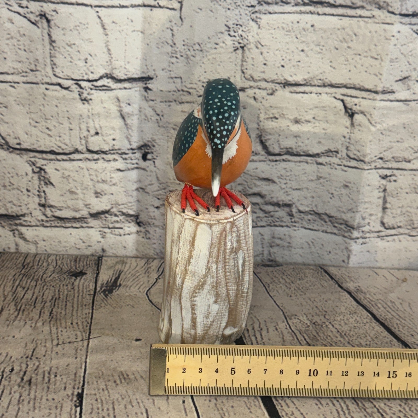 20cm Kingfisher Wooden Bird Ornament Seaside Coastal Nautical Handcrafted Decor8