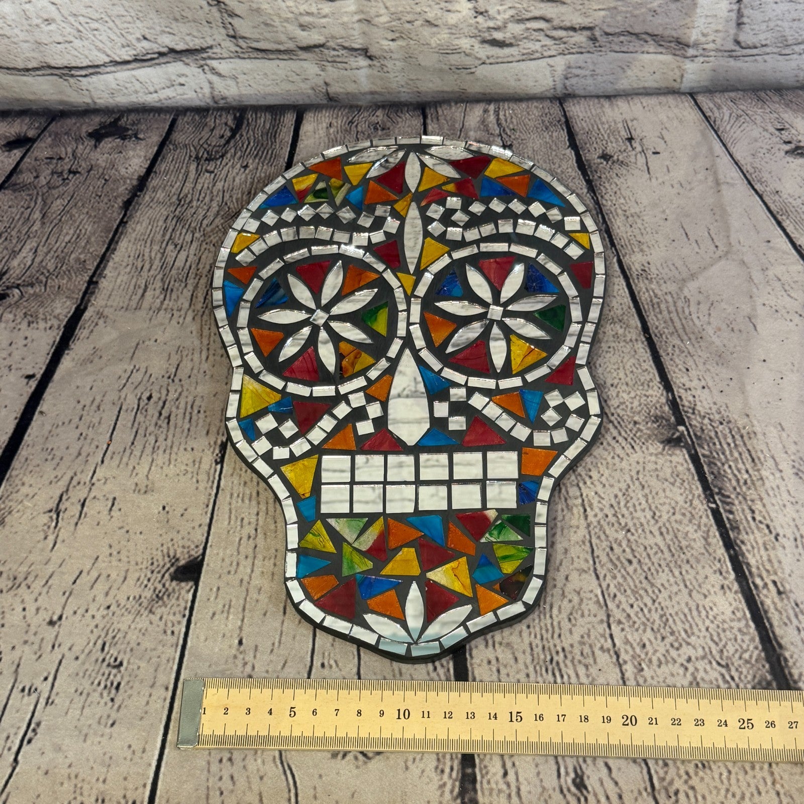 Rainbow Skull Mosaic Tile Wall Mirror 30cm x 20cm 12 Inches Handmade New4
