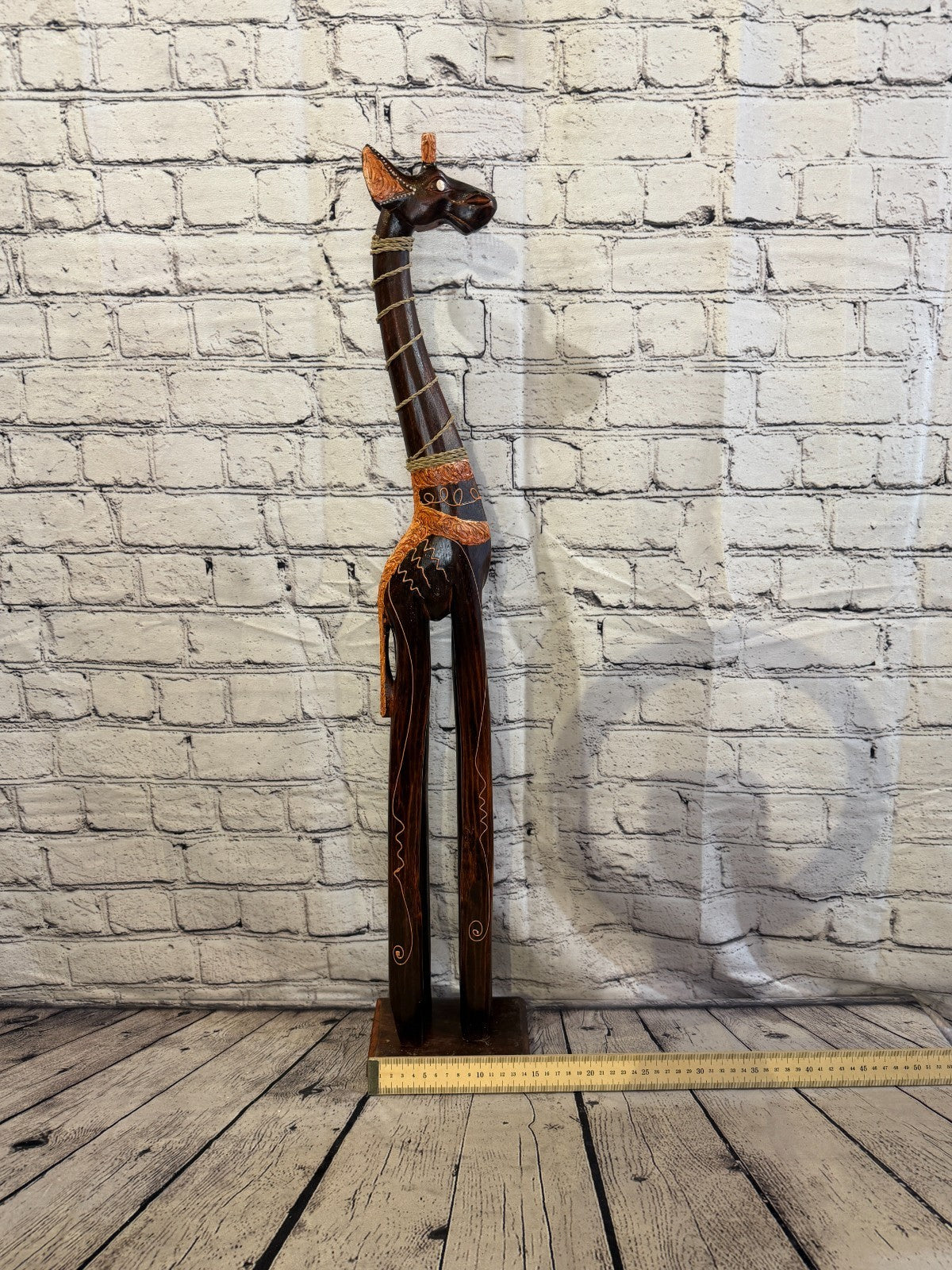 80cm Brown Wooden Giraffe Standing Single Carved Solid Wood Giraffe Handmade6