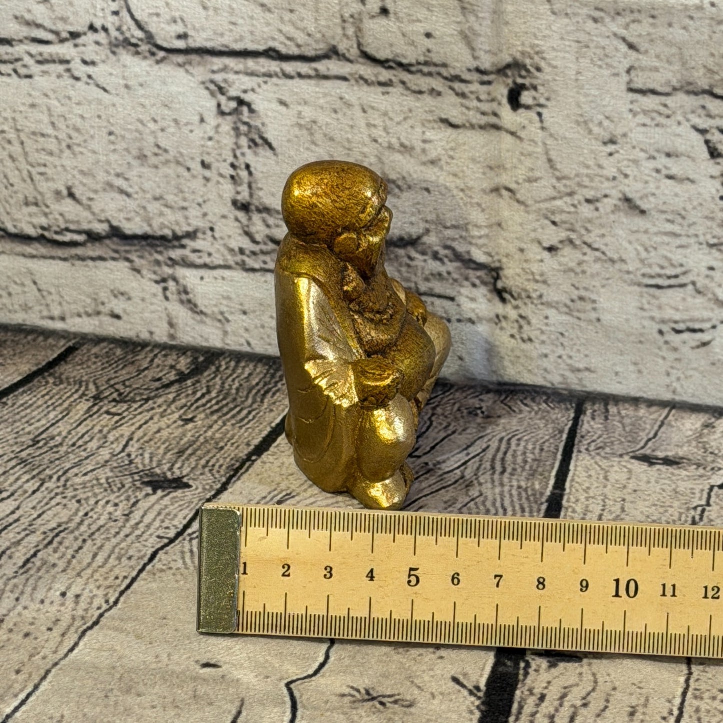 Bronze & Bronze 10cm x 10cm Small Chinese Buddha Sitting On Lotus Statue Resin7