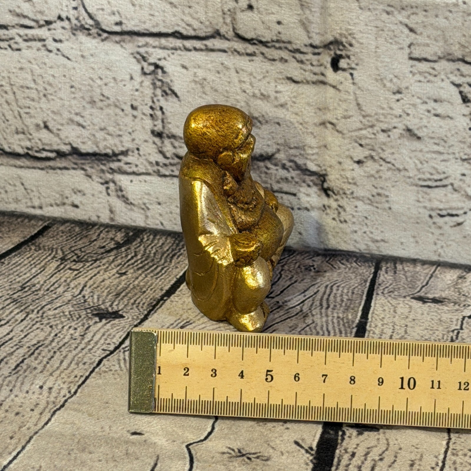 Bronze & Bronze 10cm x 10cm Small Chinese Buddha Sitting On Lotus Statue Resin7