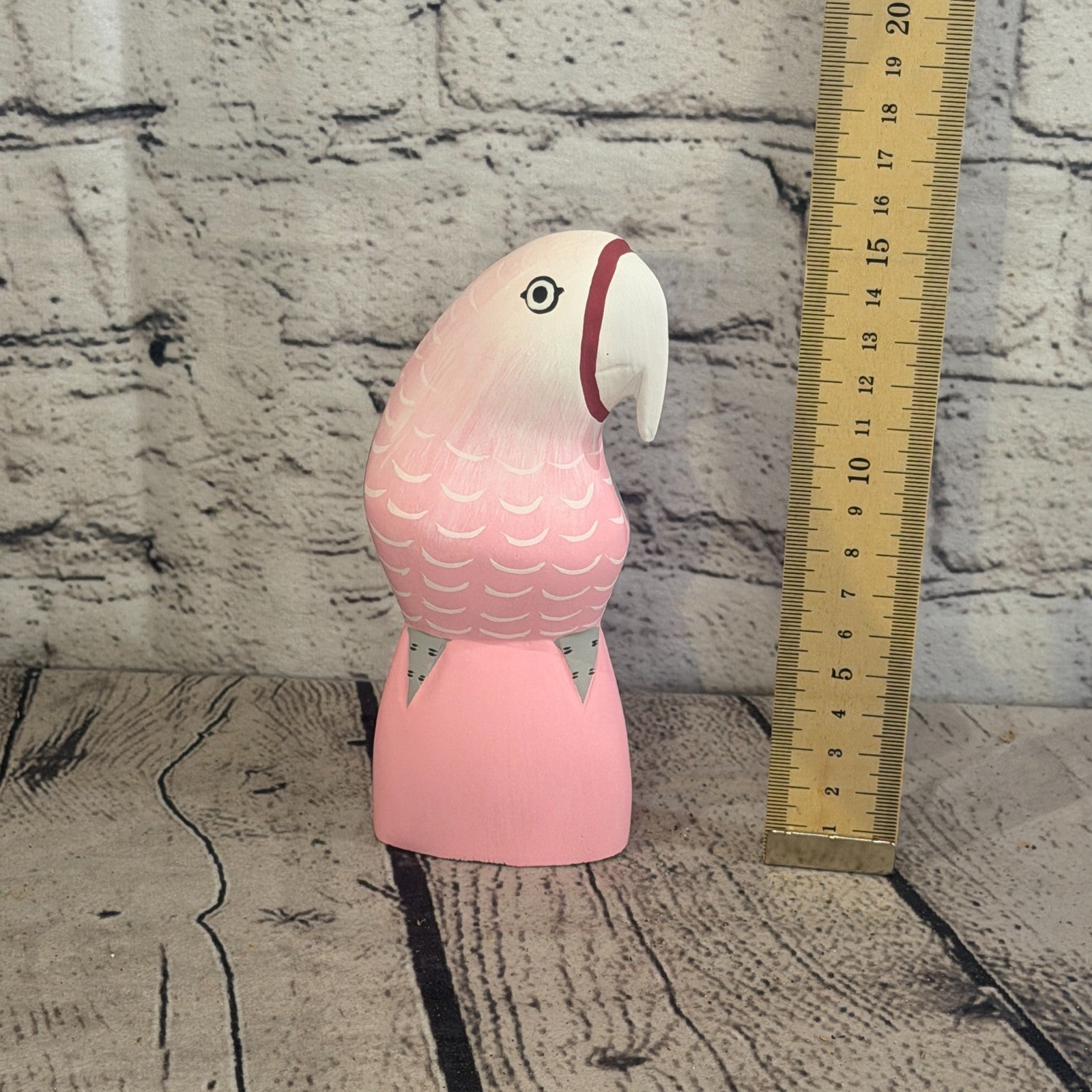 15cm Bright Pink Parrot Bird Ornament Statue Fair Trade Hand Made Carved Wood6