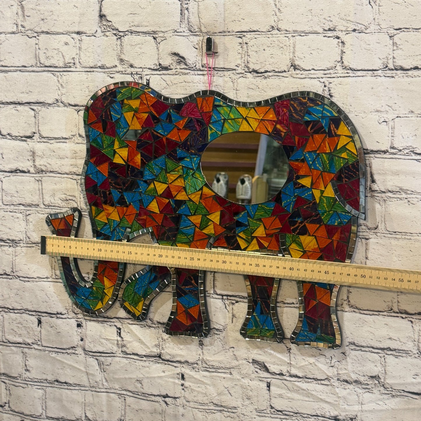 Rainbow Standing Elephant Mosaic Tile Wall Mirror 50cm x 35cm Handmade New3
